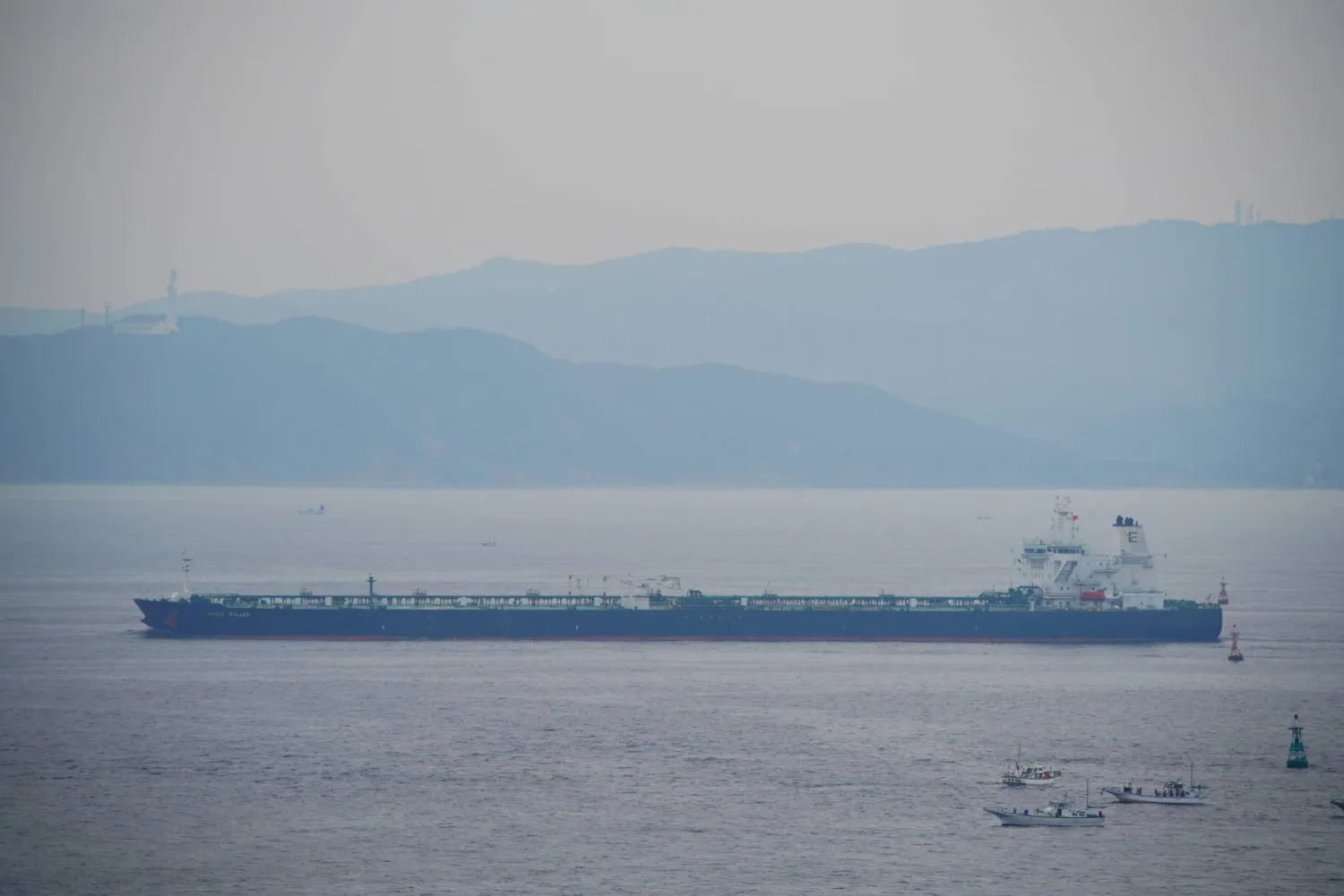 St Nikolas ship X1 oil tanker involved in US-Iran dispute in the Gulf of Oman which state media says was seized is seen in the Tokyo bay, Japan, October 4, 2020, in this handout picture. Daisuke Nimura/Handout via REUTERS