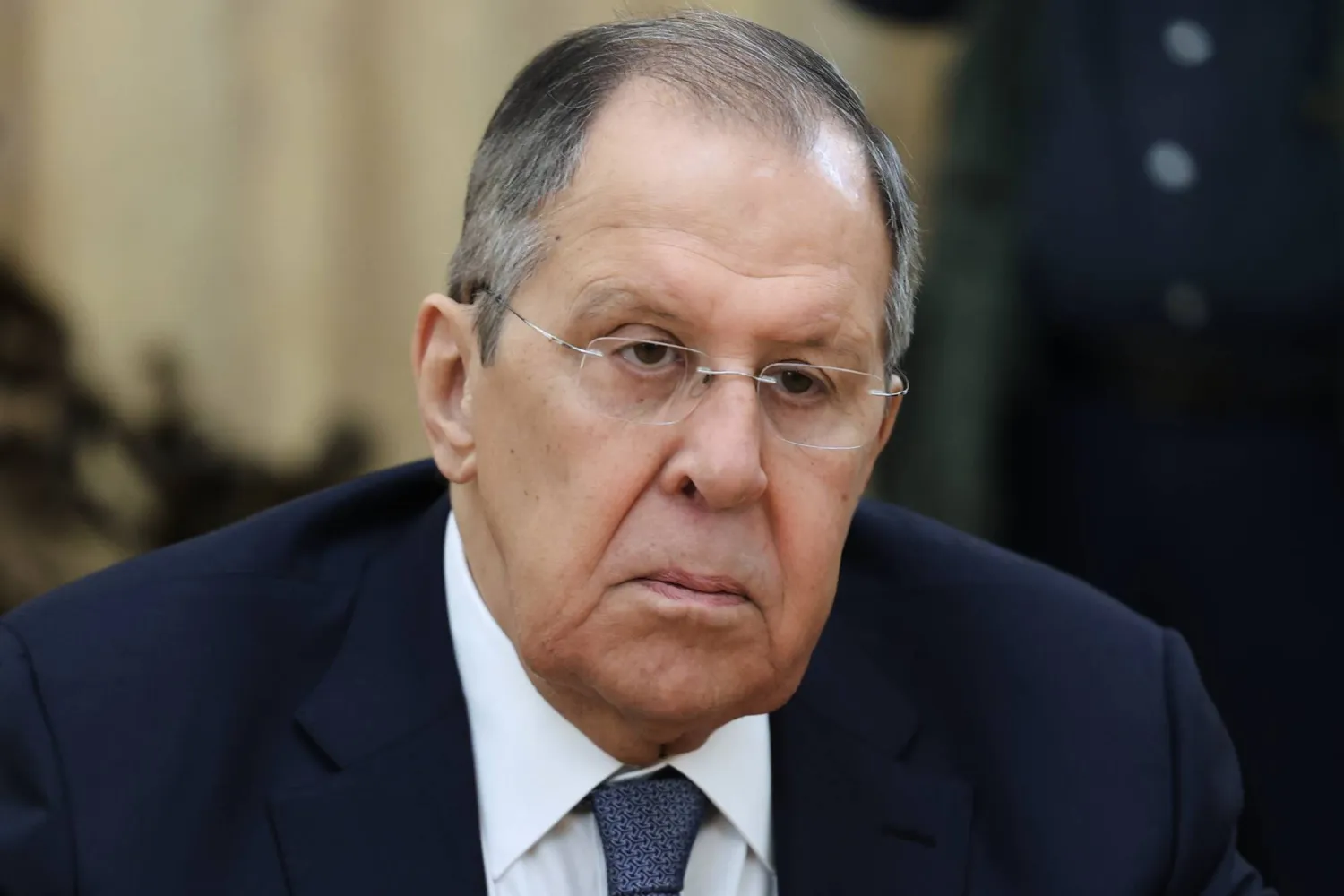 In this photo released by Russian Foreign Ministry Press Service, Russian Foreign Minister Sergei Lavrov listens to his Syrian counterpart Asaad al-Shaibani during their meeting in Moscow, Russia, Wednesday, Dec. 24, 2025. (Russian Foreign Ministry Press Service via AP)