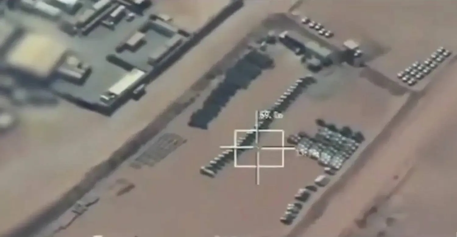 A screengrab shows of the airstrike on Al-Mukalla port. (Arab coalition)