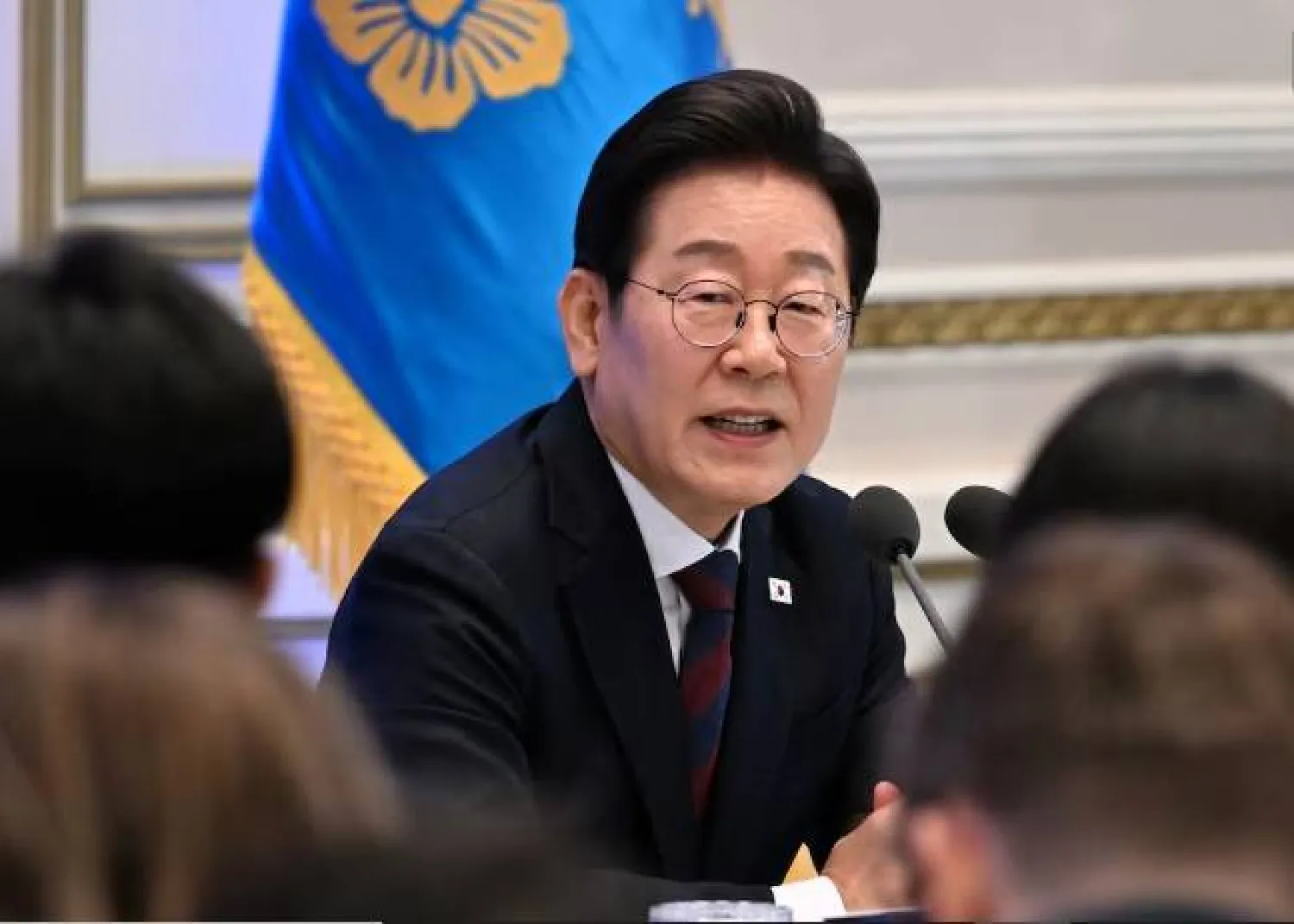 South Korean President Lee Jae Myung delivers a speech during a press conference to mark his first 30 days in office at Yeongbingwan of Blue House on July 3, 2025 in Seoul, South Korea. Kim Min-Hee/Pool via REUTERS/File Photo Purchase Licensing Rights