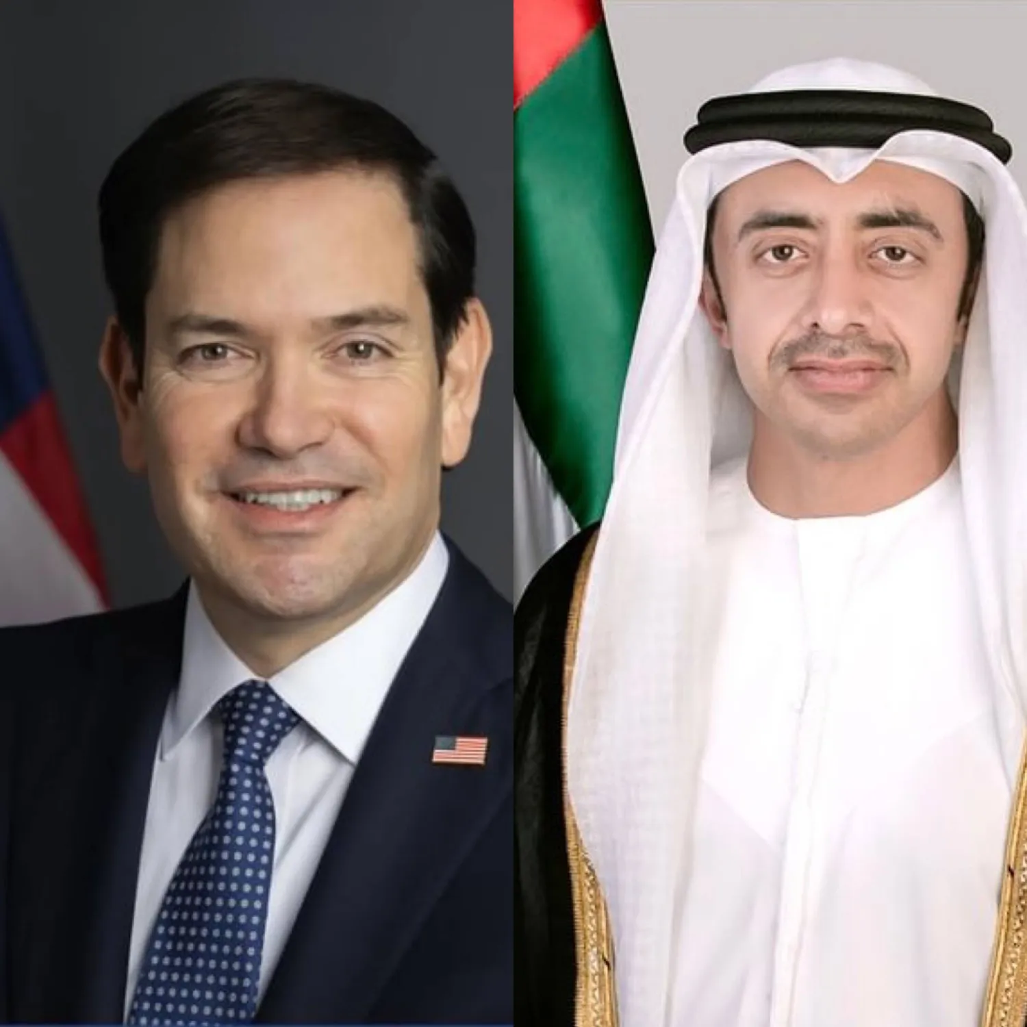 الشيخ عبد الله بن زايد آل نهيان وزير الخارجية الإماراتي وماركو روبيو وزير خارجية الولايات المتحدة (وام)