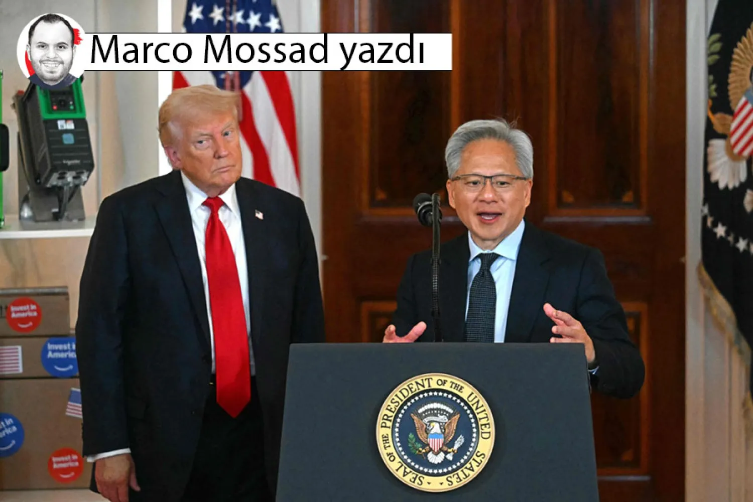 Nvidia CEO'su Jensen Huang, Beyaz Saray'da ABD Başkanı Donald Trump ile birlikte (AFP)