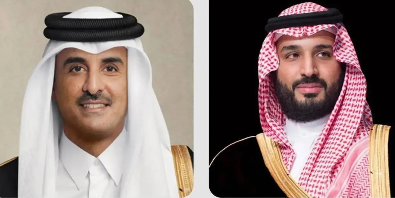 Combined photo of Prince Mohammed bin Salman bin Abdulaziz Al Saud, Crown Prince and Prime Minister of Saudi Arabia on the right, and Emir of Qatar Sheikh Tamim bin Hamad Al Thani to the left. (SPA)