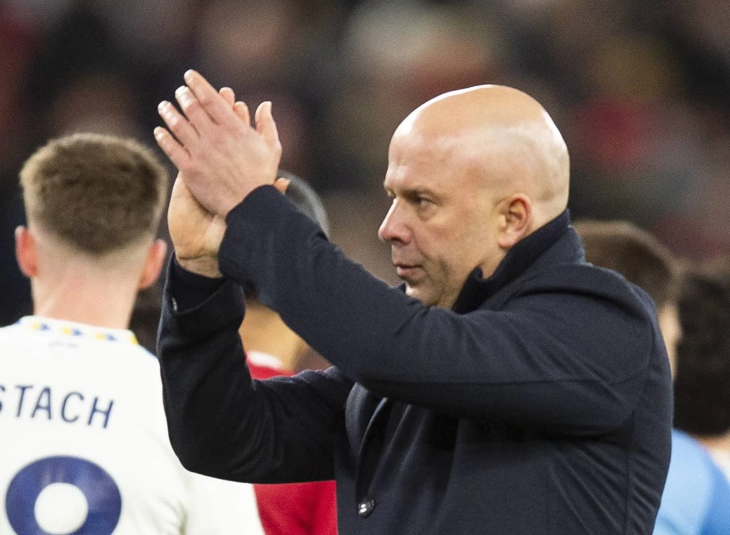 Arne Slot manager of Liverpooll reacts after the English Premier League match between Liverpool FC and Leeds United, in Liverpool, Britain, 01 January 2026.  EPA/PETER POWELL