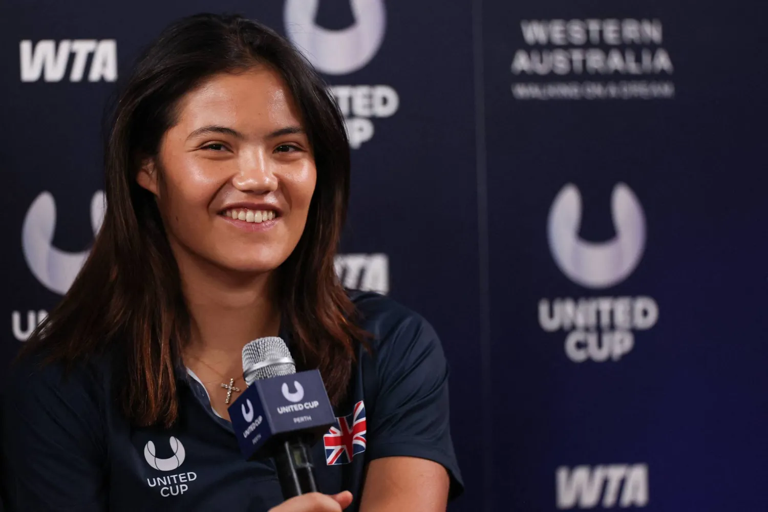  Britain's Emma Raducanu attends a press conference during the United Cup tennis tournament in Perth on January 2, 2026. (Colin Murty / AFP) 