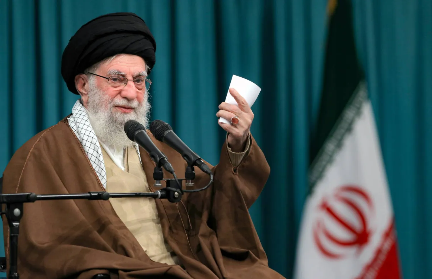 FILED - 01 January 2025, Iran, Tehran: Iranian Supreme Leader Ali Khamenei speaks during a ceremony in Tehran. Photo: Iranian Supreme Leader's Office/dpa  
