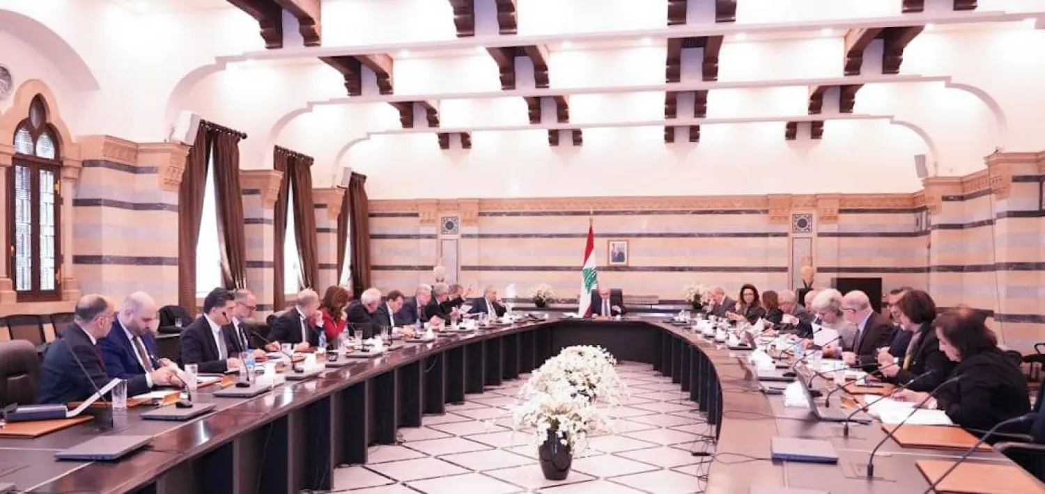 مجلس الوزراء اللبناني ملتئماً برئاسة رئيس الحكومة نواف سلام (الوكالة الوطنية)