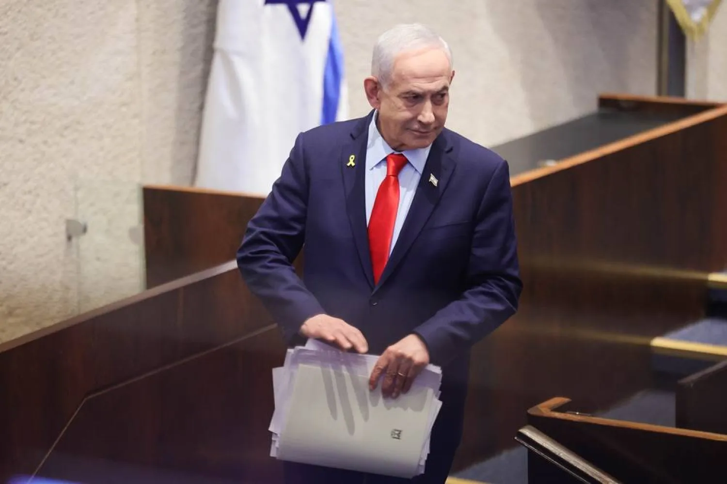 Israeli Prime Minister Benjamin Netanyahu attends a debate initiated by the opposition as part of a plenary session in the Knesset, the Israeli parliament, in Jerusalem, 05 January 2026. (EP)A