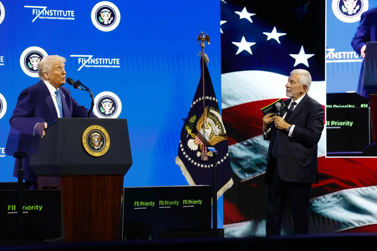 خلال مشاركة ترمب في نسخة قمة «أولوية ميامي» العام الماضي (مبادرة مستقبل الاستثمار)