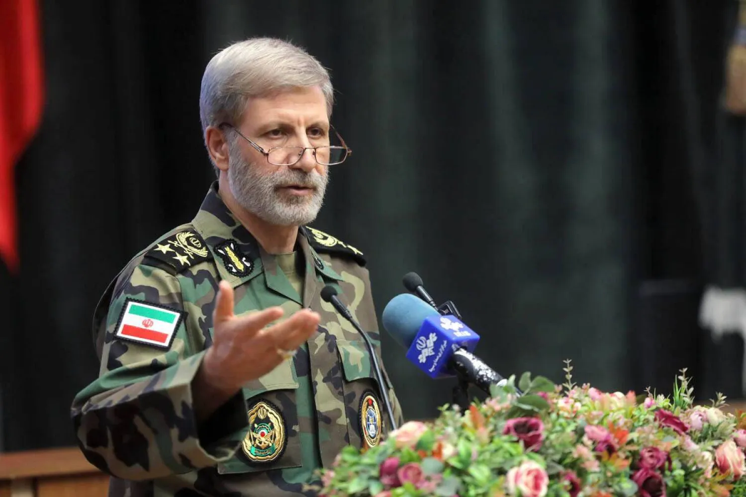 In this photograph released on Wednesday, Jan. 7, 2026, by the official website of the Iranian Army, Iran's army chief Maj. Gen. Amir Hatami speaks to military academy students, in Tehran, Iran. (Masoud Nazari Mehrabi/Iranian Army via AP)