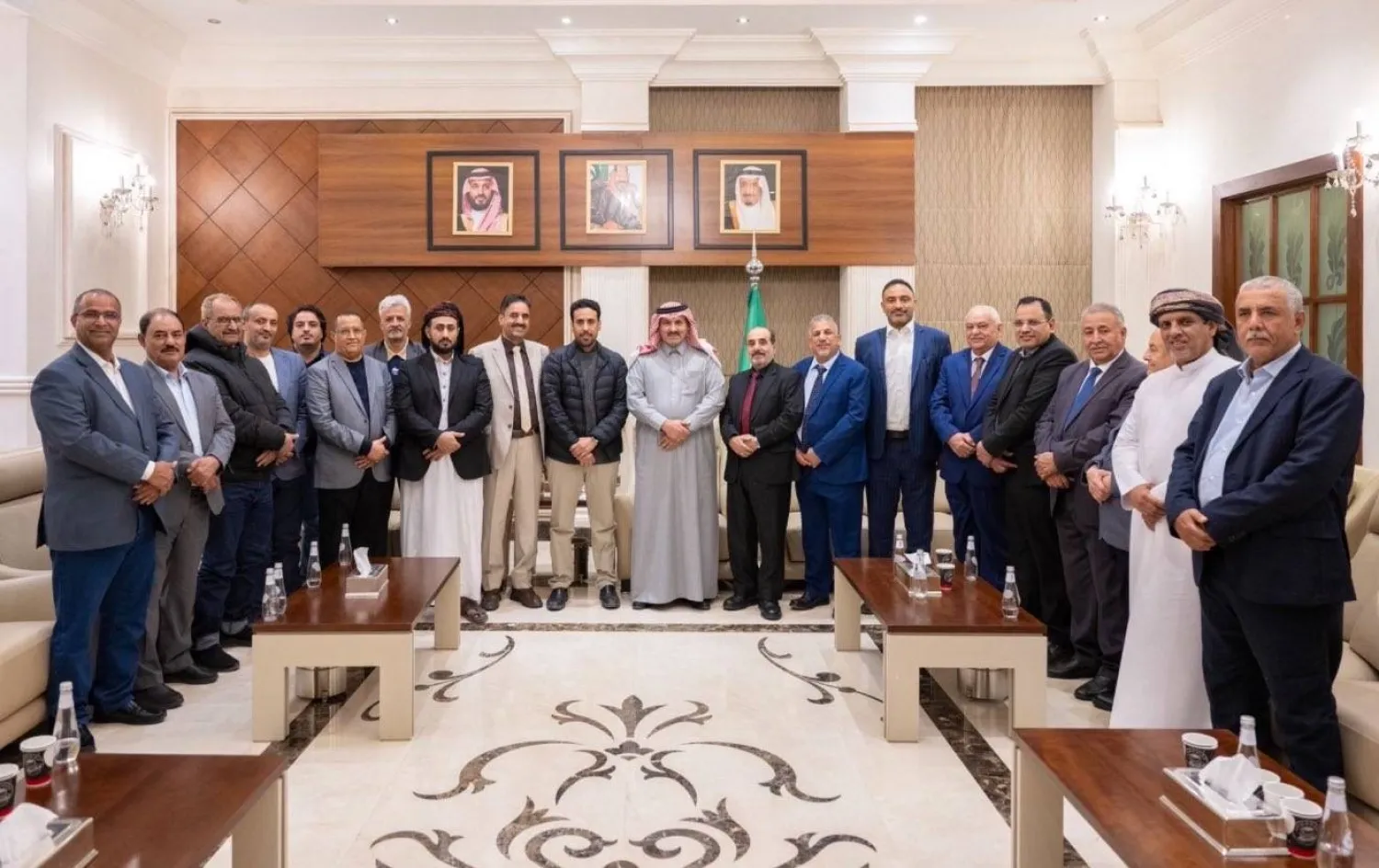 Saudi Ambassador to Yemen Mohammed Al-Jaber meets with the STC delegation in Riyadh. (Saudi Ambassador on X)