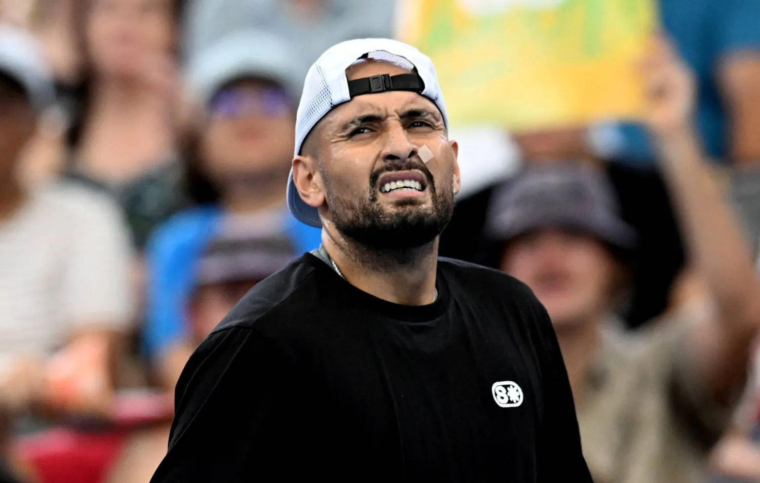 Tennis - Brisbane International Tennis Tournament - Queensland Tennis Center, Brisbane, Australia - January 6, 2026 Australia's Nick Kyrgios reacts during his round of 32 match against Aleksandar Kovacevic of the US. (Darren England/AAP Image via Reuters)