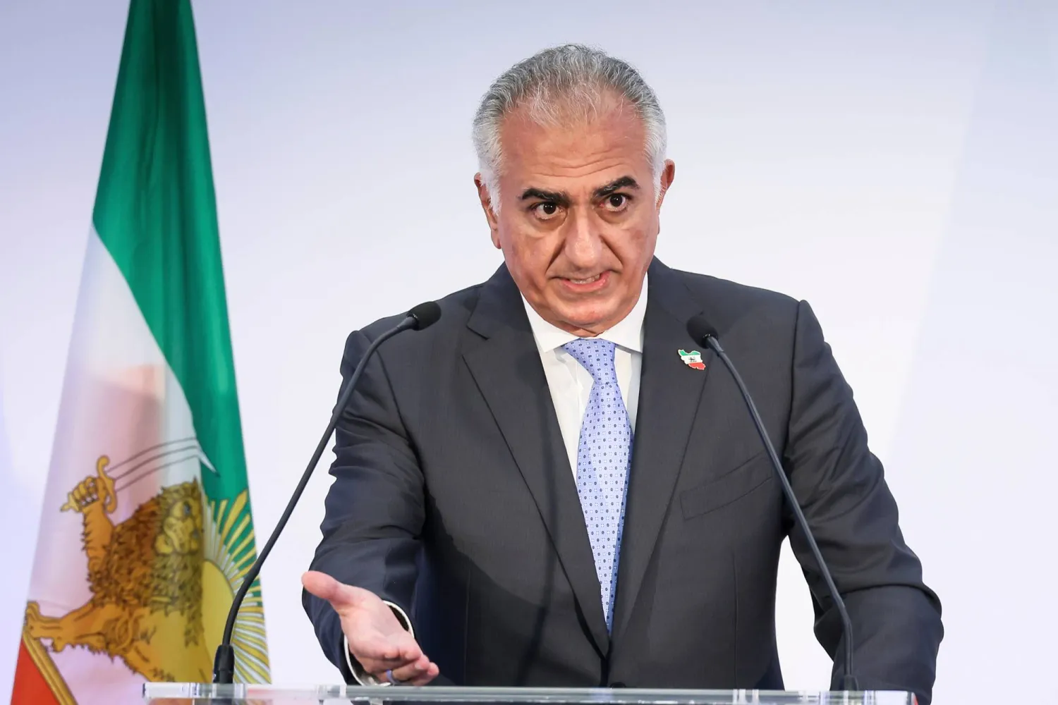 FILE - Reza Pahlavi, the son of Iran's toppled Shah Mohammad Reza Pahlavi, speaks during a news conference, June 23, 2025 in Paris. (AP Photo/Thomas Padilla, File)

