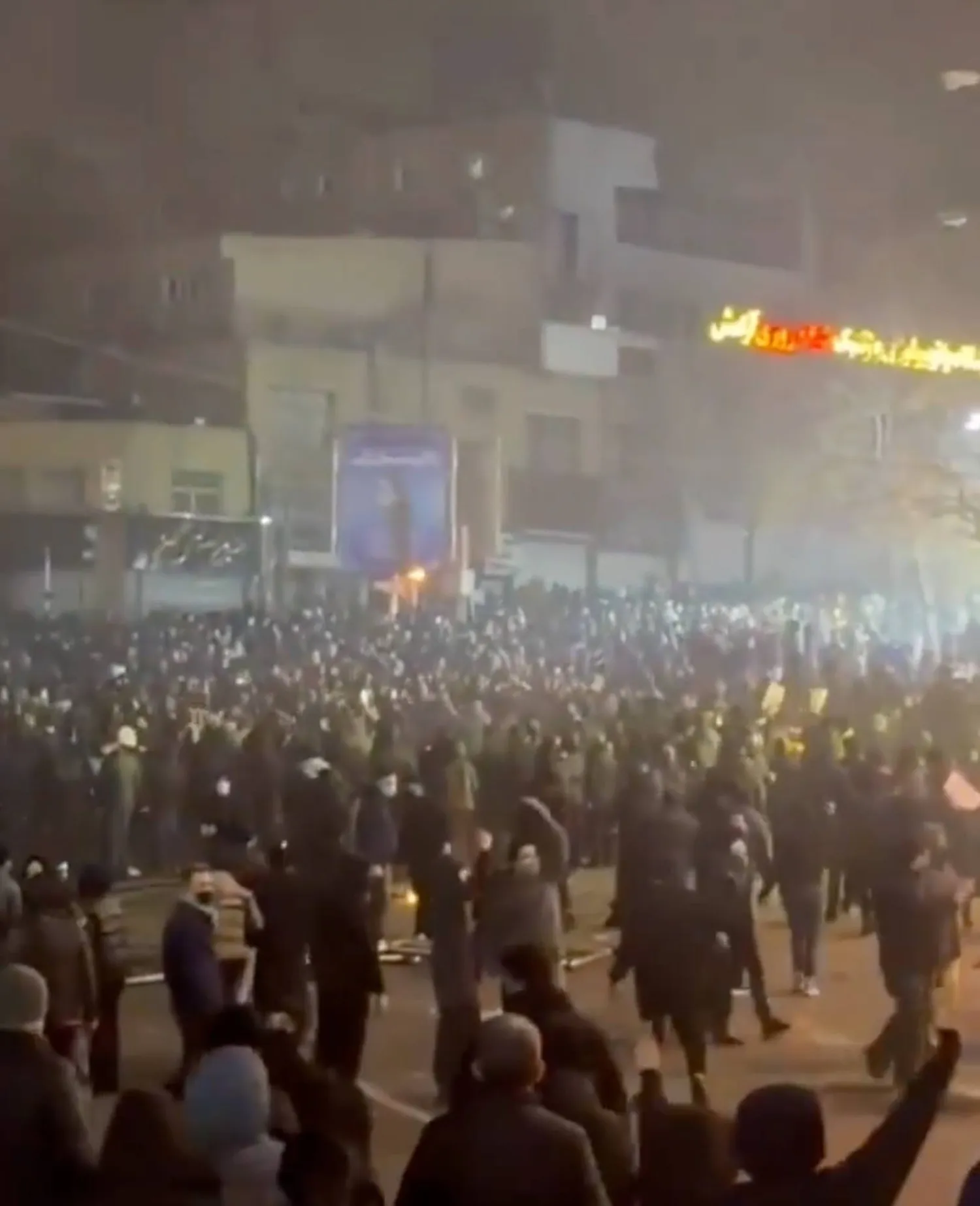 In this frame grab from video taken by an individual not employed by The Associated Press and obtained by the AP outside Iran shows people during a protest in Tehran, Iran, Friday, Jan. 9, 2026. (UGC via AP)
