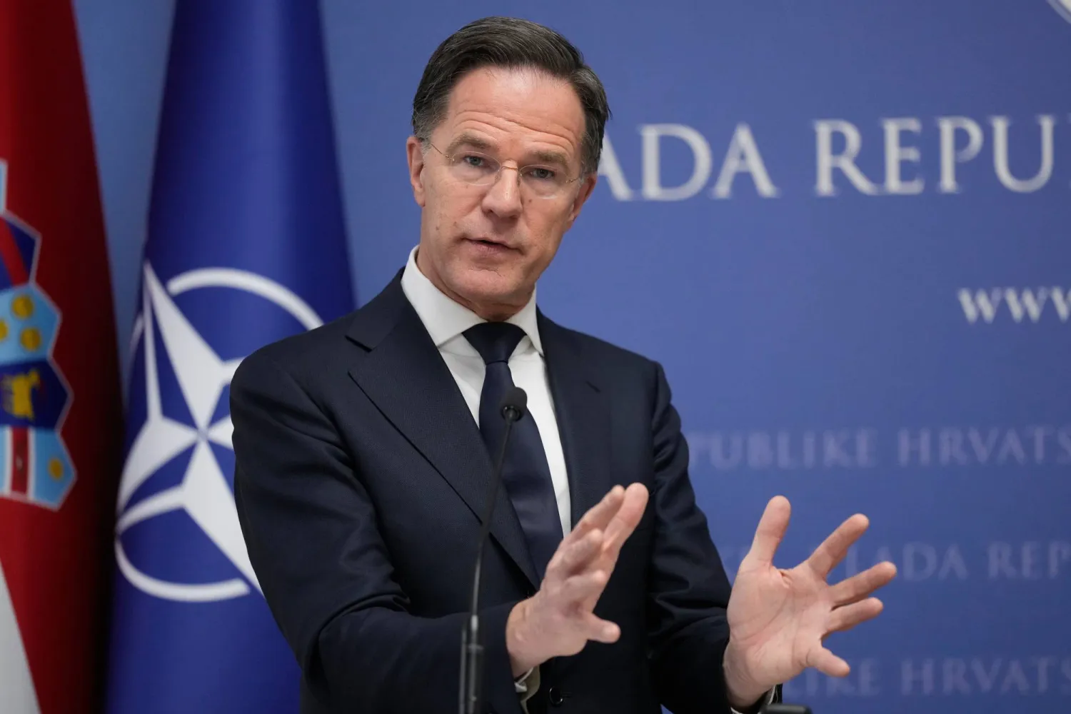  NATO Secretary General Mark Rutte attends a news conference, in Zagreb, Croatia, Monday, Jan. 12, 2026. (AP) 