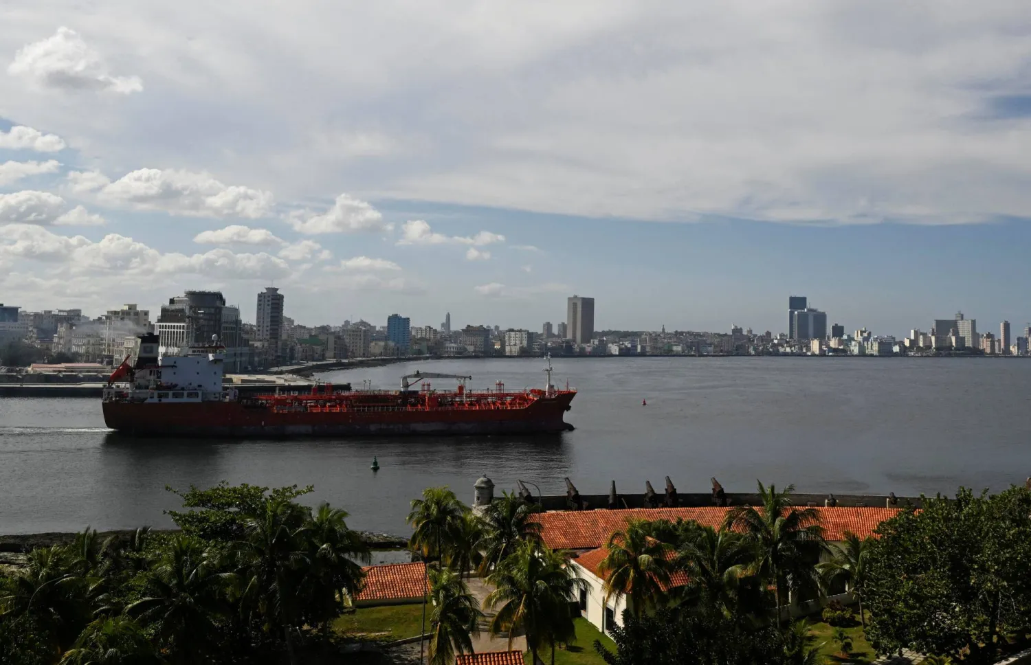 The Liberian-flagged oil-chemical tanker Ocean Mariner sails through Havana Bay as US-Cuba tensions rise after US President Donald Trump vowed to stop Venezuelan oil and money from reaching Cuba and suggested the communist-run island to strike a deal with Washington, in Havana, Cuba, January 11, 2026. (Reuters)
