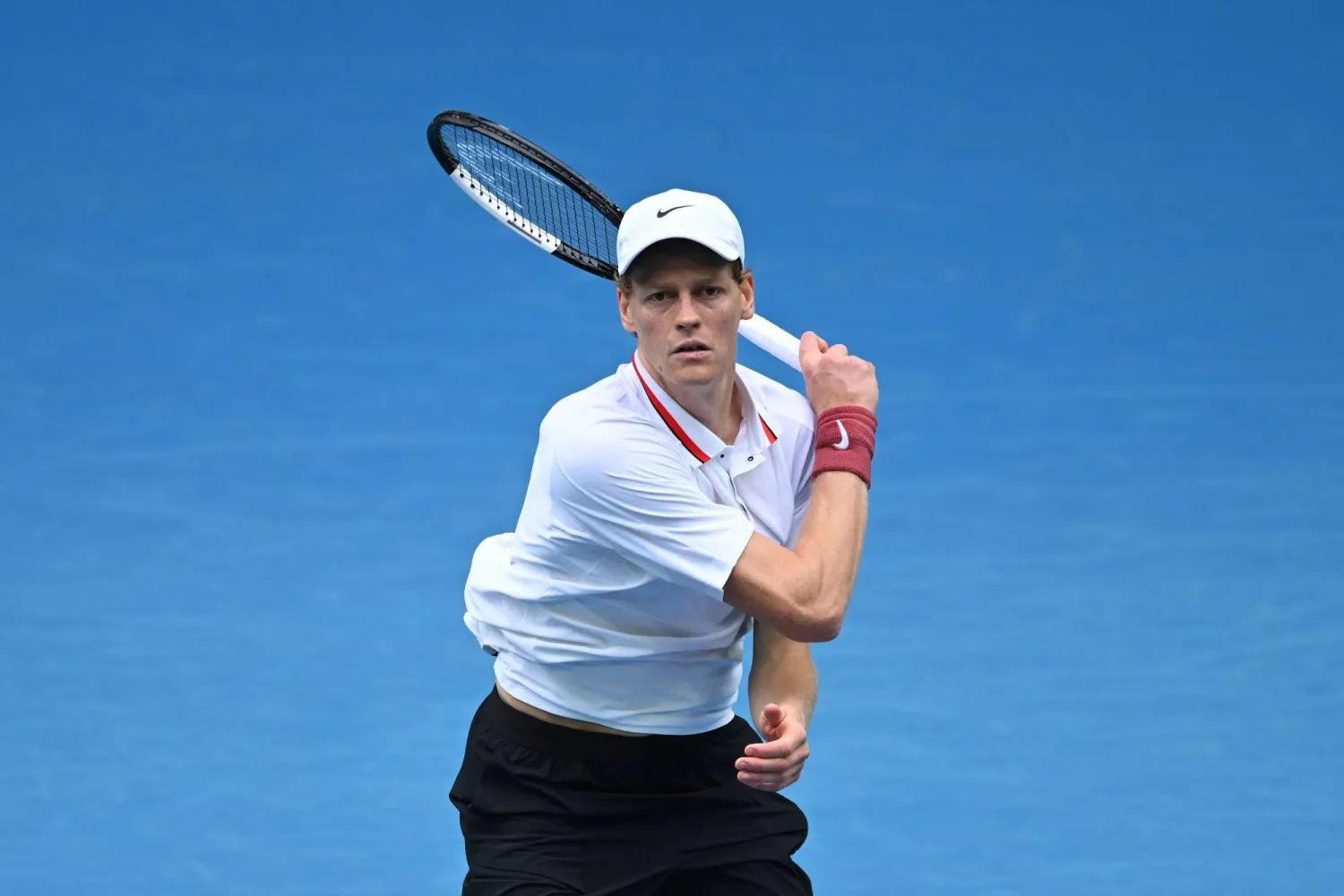 13 January 2026, Australia, Melbourne: Italian tennis player Jannik Sinner in action during a practice session ahead of the Australian Open tennis tournament at Melbourne Park. (dpa)