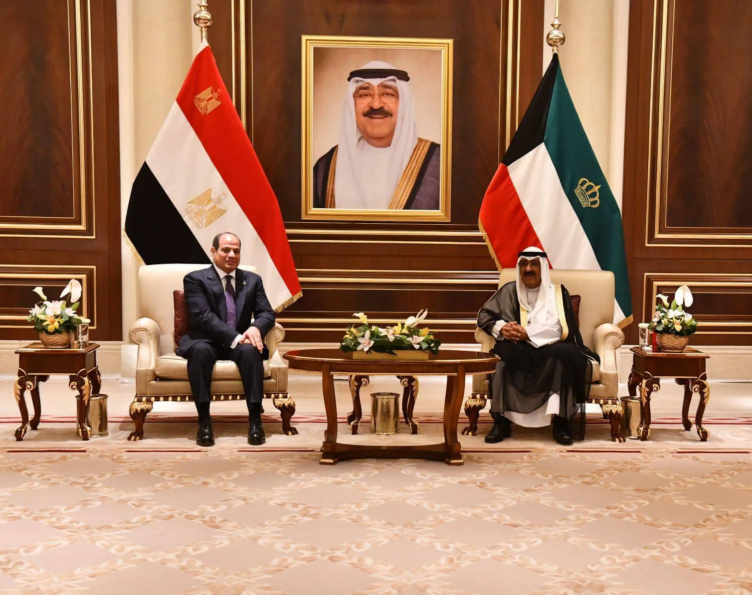 الرئيس المصري عبد الفتاح السيسي وأمير الكويت الشيخ مشعل الأحمد الصباح (الرئاسة المصرية)