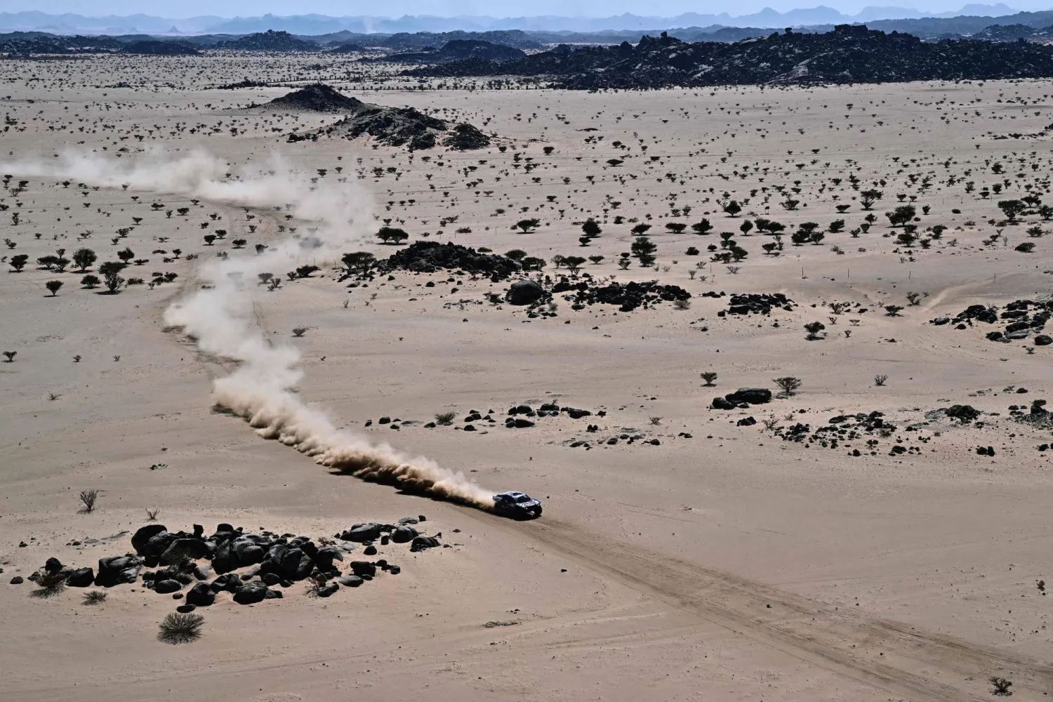  Ford Racing's Spanish driver Nani Roma and Spanish co-pilot Alex Haro compete in Stage 8 of the 48th edition of the Dakar Rally 2026, in Saudi Arabia on January 12, 2026. (AFP) 