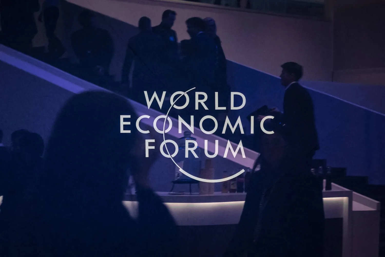This photograph shows a sign of the World Economic Forum (WEF) at the Congress center, during the WEF annual meeting in Davos on January 20, 2025. (AFP)
