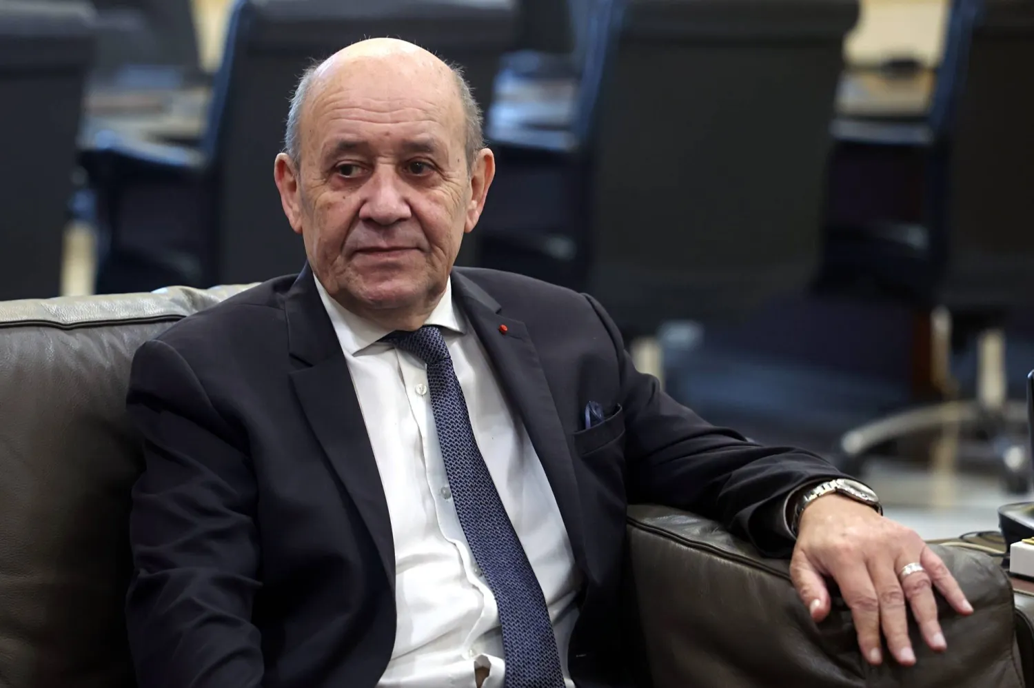 French Special Presidential Envoy to Lebanon, Jean-Yves Le Drian looks on during a meeting with Lebanese Prime Minister Nawaf Salam (not pictured) at the Government Palace in Beirut, Lebanon, 14 January 2026. (EPA)
