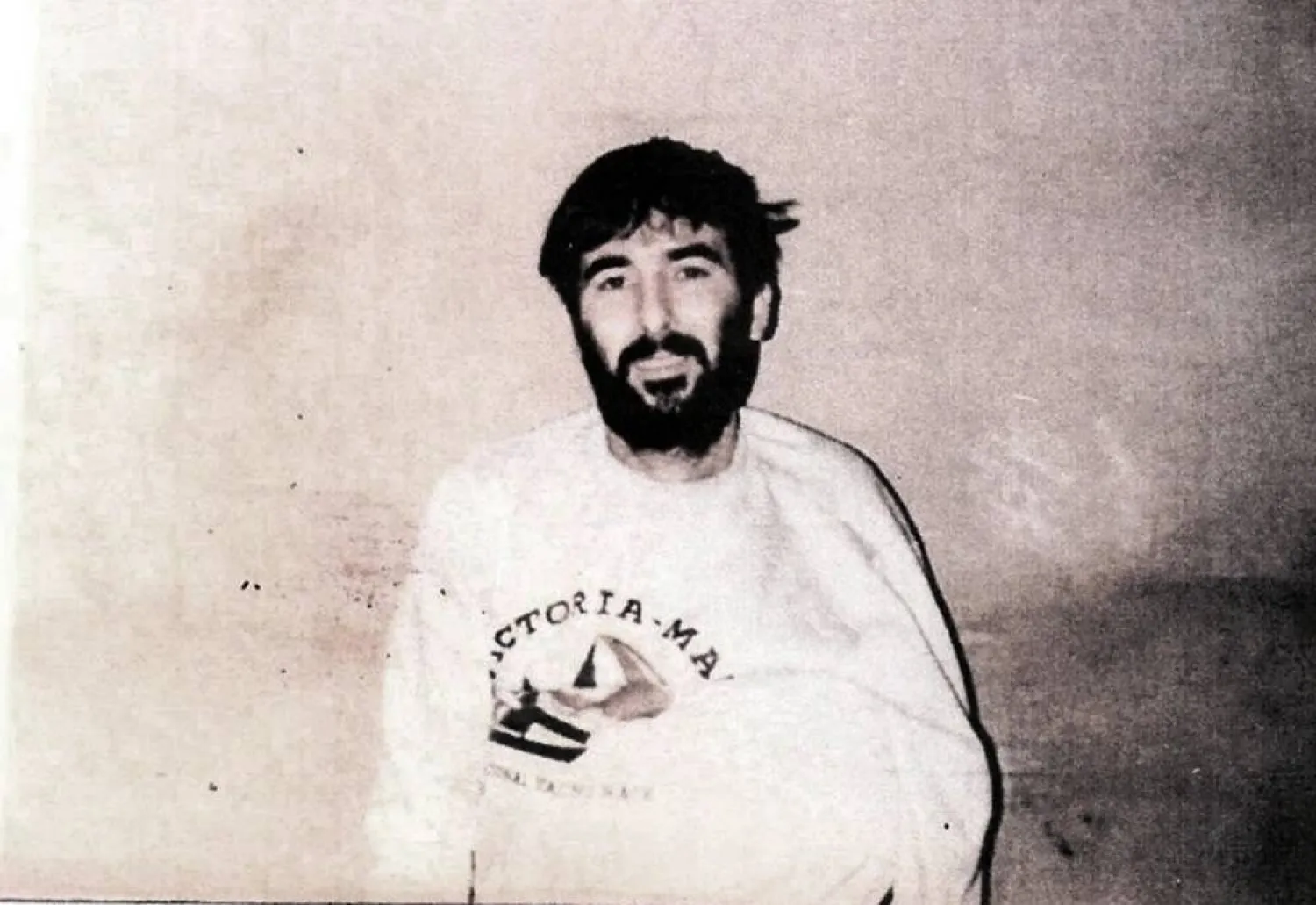 A handout photo from Israeli television made available on July 13, 2008, shows a photograph of Ron Arad, an Israeli Air Force navigator who was captured after his fighter jet was shot down in Lebanon in 1986. (Handout / AFP)