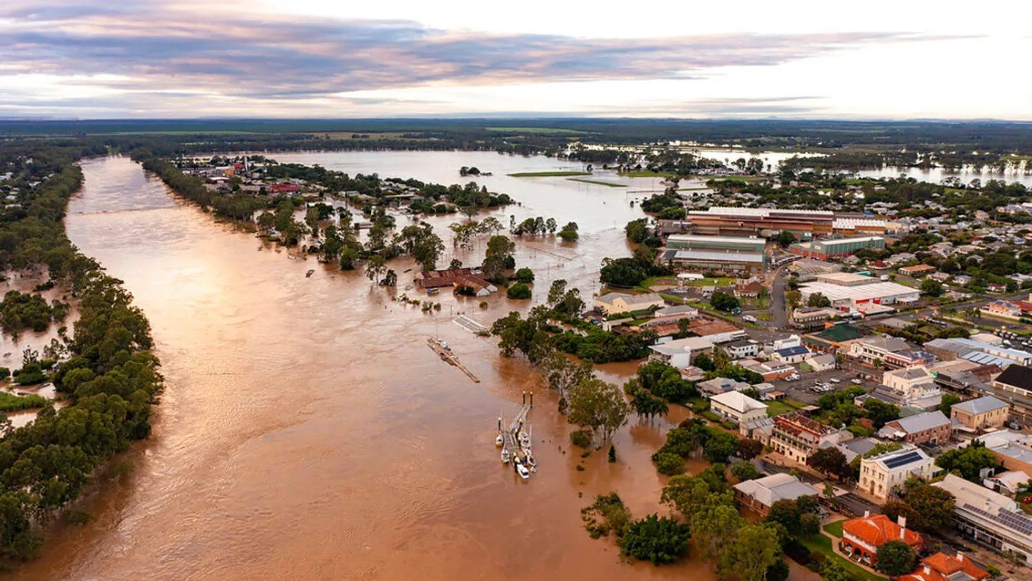 Brisbane was inundated after the river running through the city burst its banks. Pic: AP
