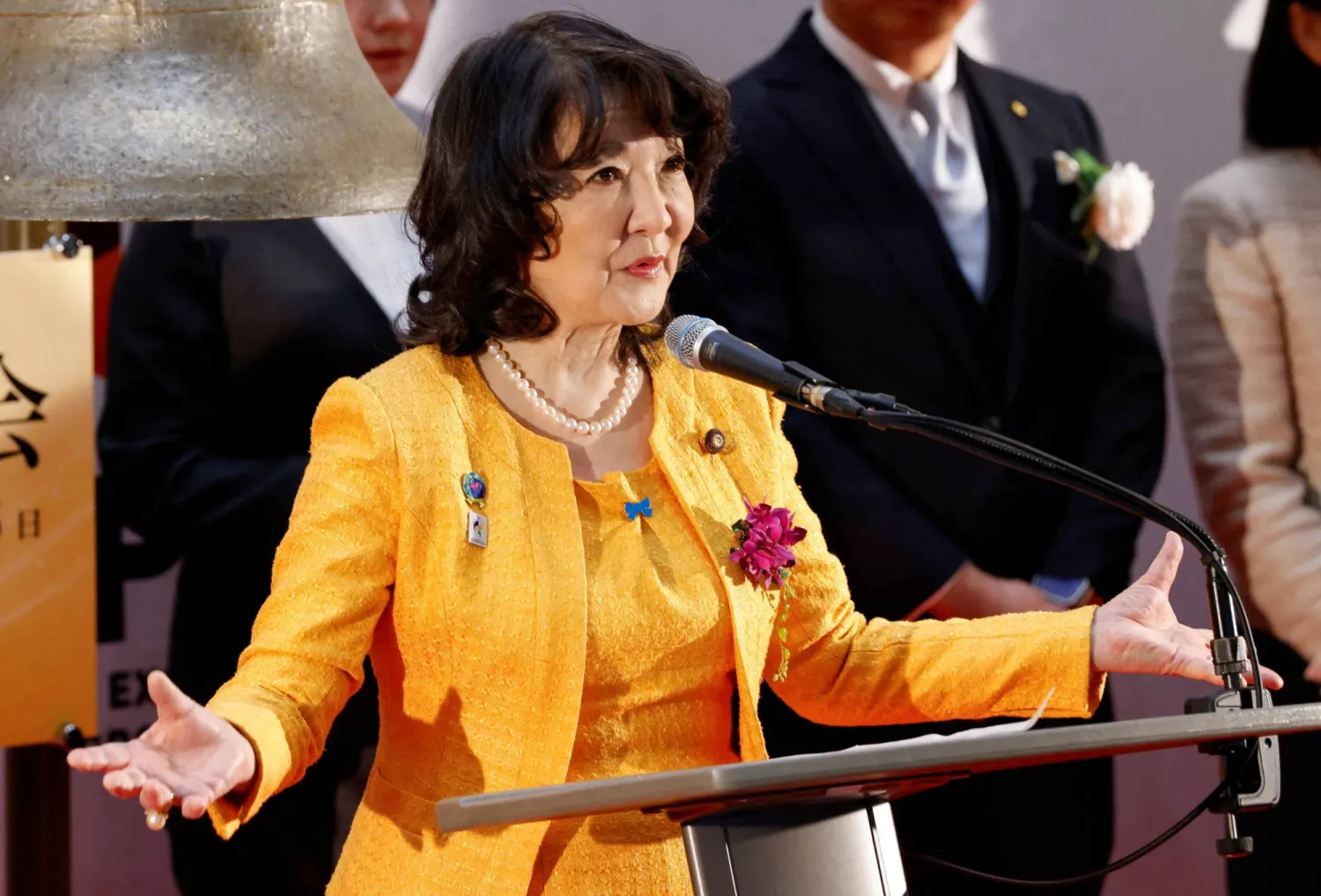 وزيرة المالية اليابانية ساتسوكي كاتاياما في مناسبة سابقة بمقر البورصة اليابانية في العاصمة طوكيو (رويترز)