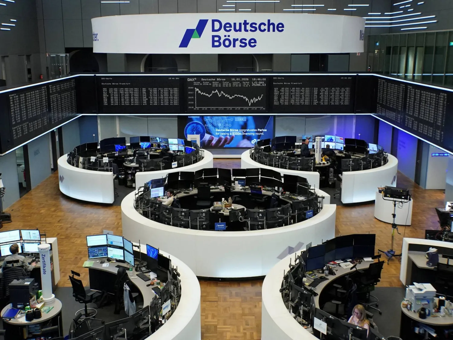 مخطط مؤشر الأسهم الألماني «داكس» في بورصة فرنكفورت (رويترز)