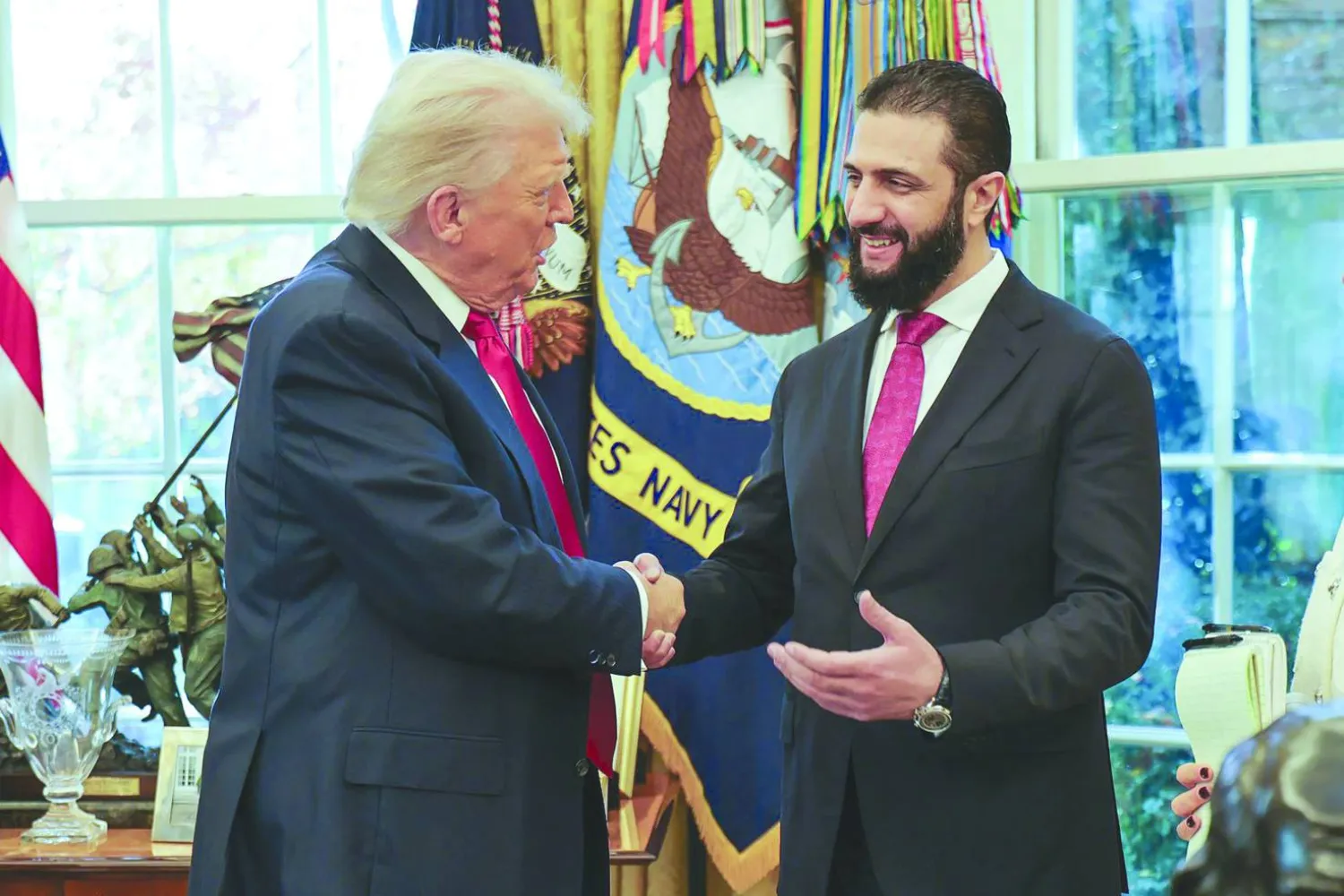 ترمب والشرع في البيت الأبيض 10 نوفمبر الماضي (أ.ف.ب)