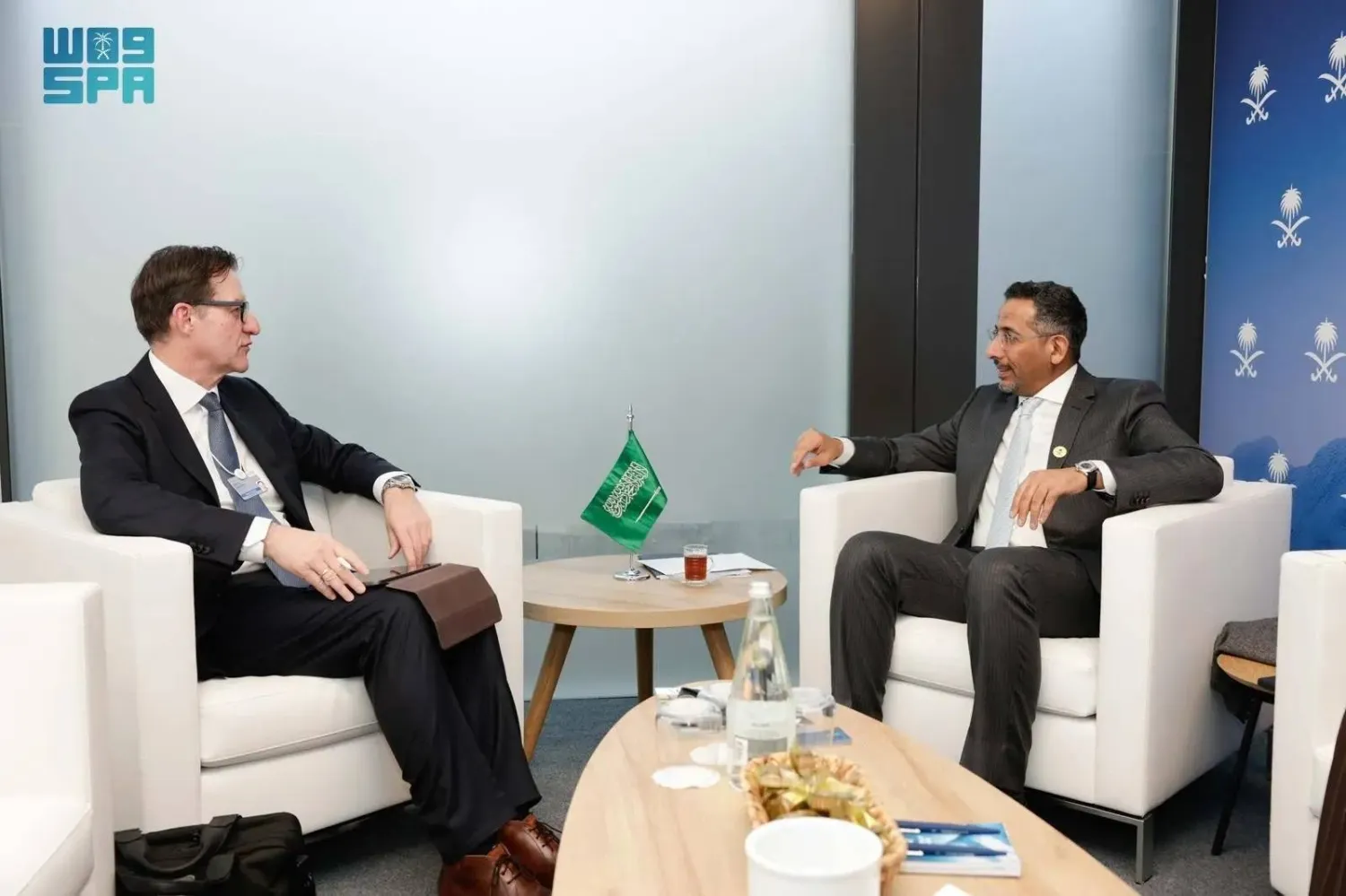 Saudi Minister of Industry and Mineral Resources Bandar Alkhorayef held a series of high-level meetings with government officials and global business leaders at the World Economic Forum. (SPA)