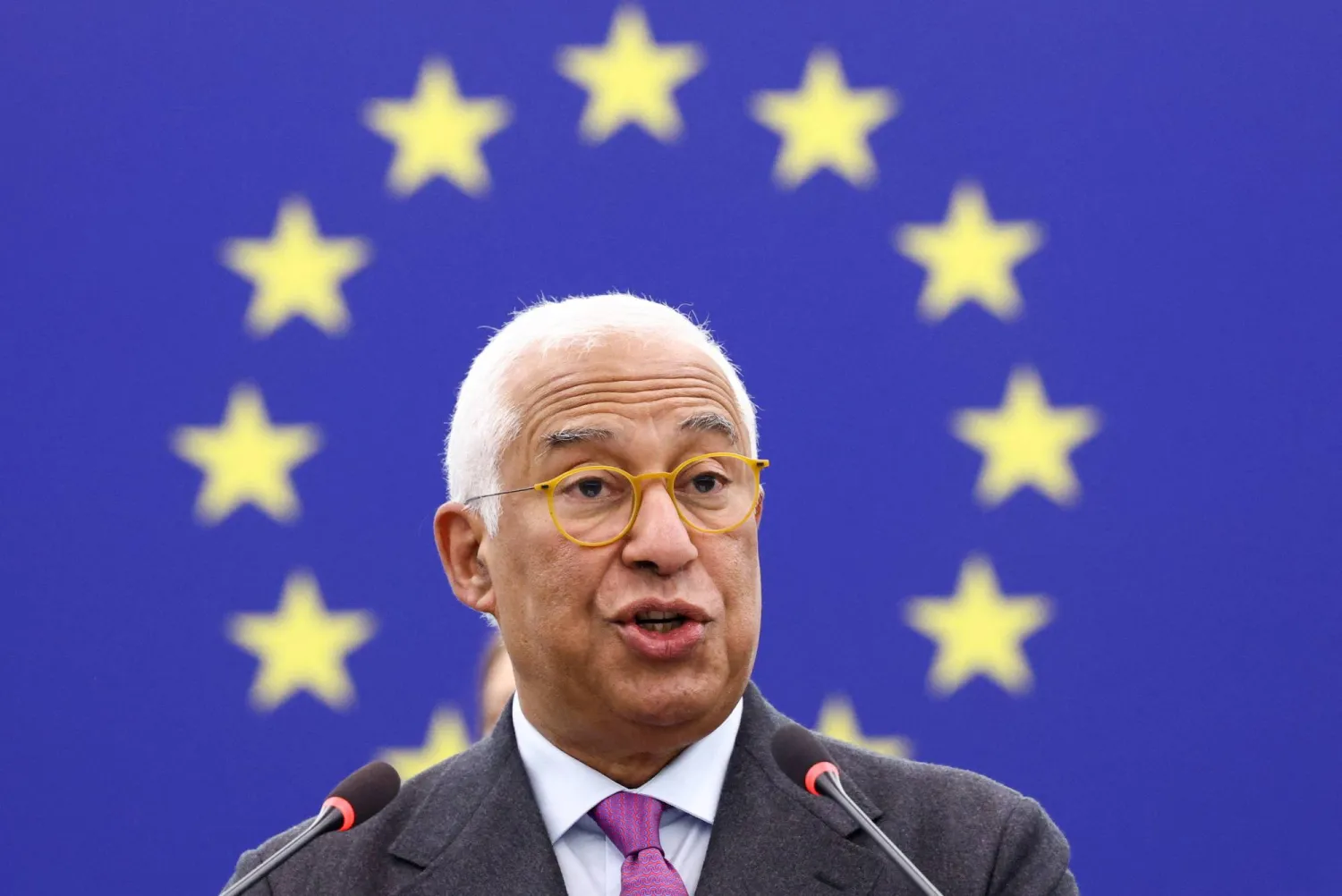 European Council President Antonio Costa addresses the EU Parliament in Strasbourg, France, January 21, 2026. (Reuters)