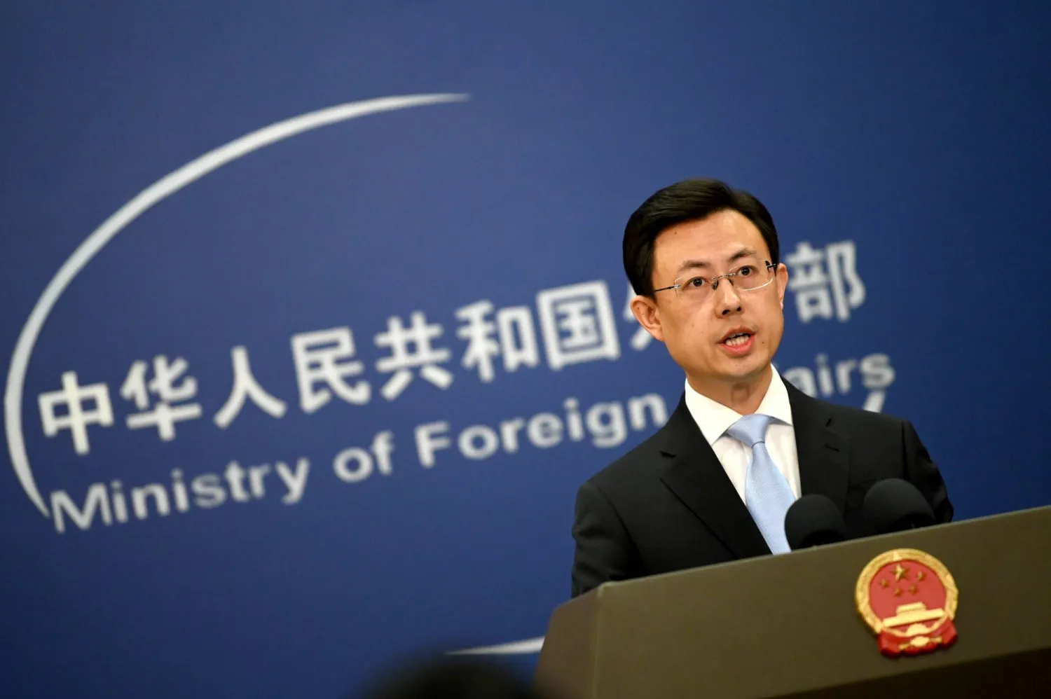 21 January 2026, China, Beijing: Guo Jiakun, spokesman for the Chinese Foreign Ministry, answers questions from journalists. (dpa) 