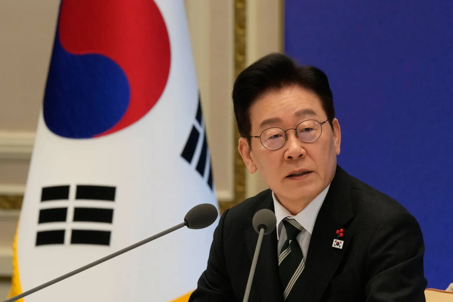 South Korean President Lee Jae Myung speaks during his new year press conference at the presidential Blue House in Seoul, South Korea, 21 January 2026. (EPA)
