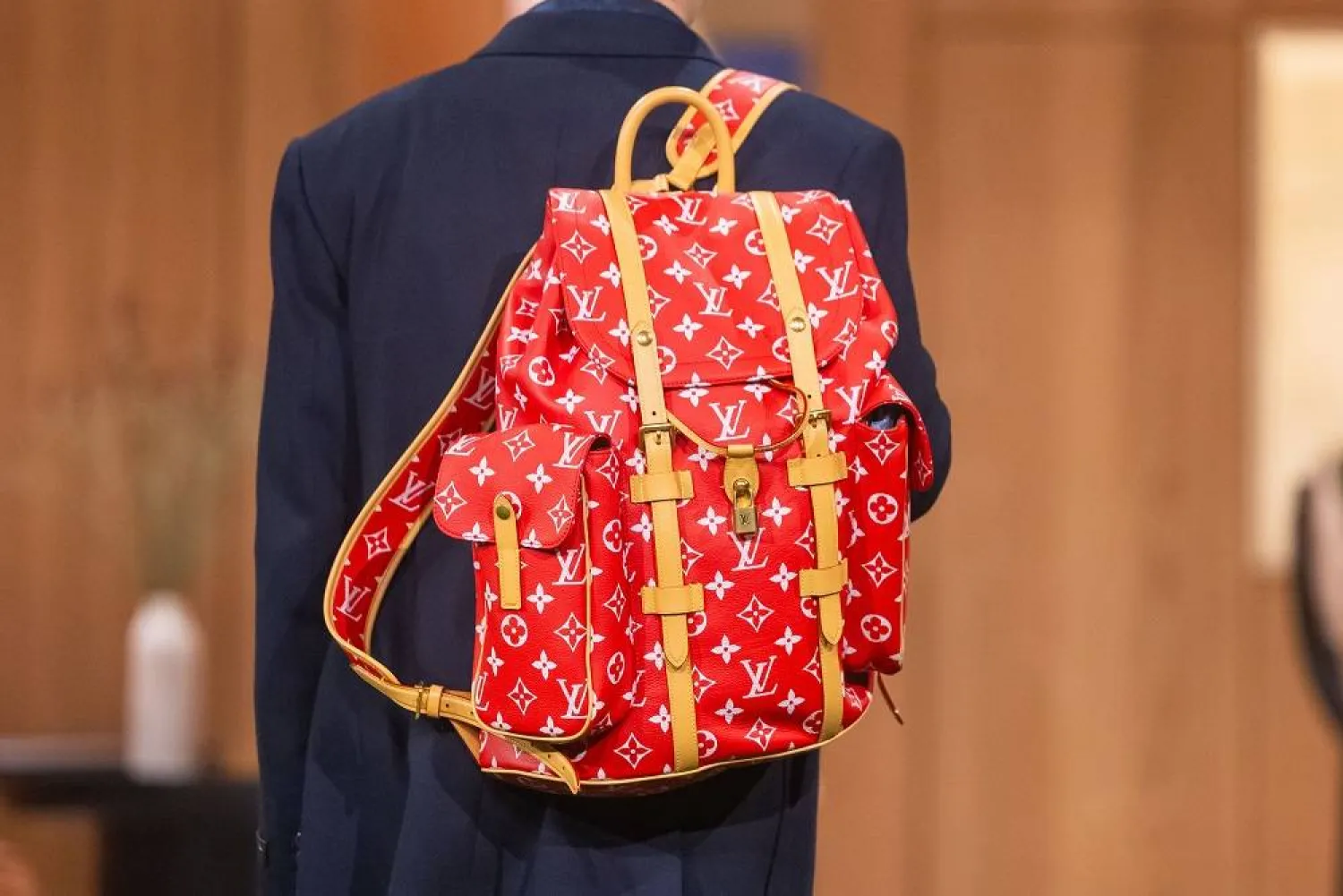A model presents a creation from the Fall/Winter 2026/2027 collection by US designer Pharrell Williams for Louis Vuitton during the Paris Fashion Week, in Paris, France, 20 January 2026. (EPA)
