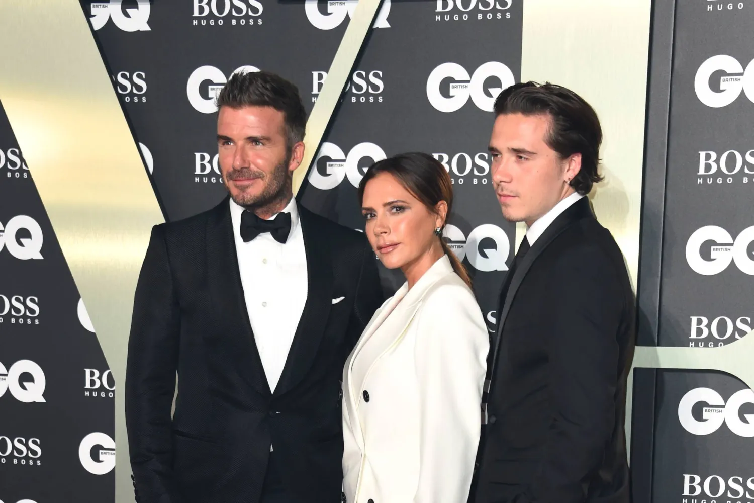 03 September 2019, United Kingdom, London: David Beckham (L), Victoria Beckham and Brooklyn Beckham arrive at the GQ Men of the Year Awards 2019 in association with Hugo Boss at the Tate Modern. (dpa)