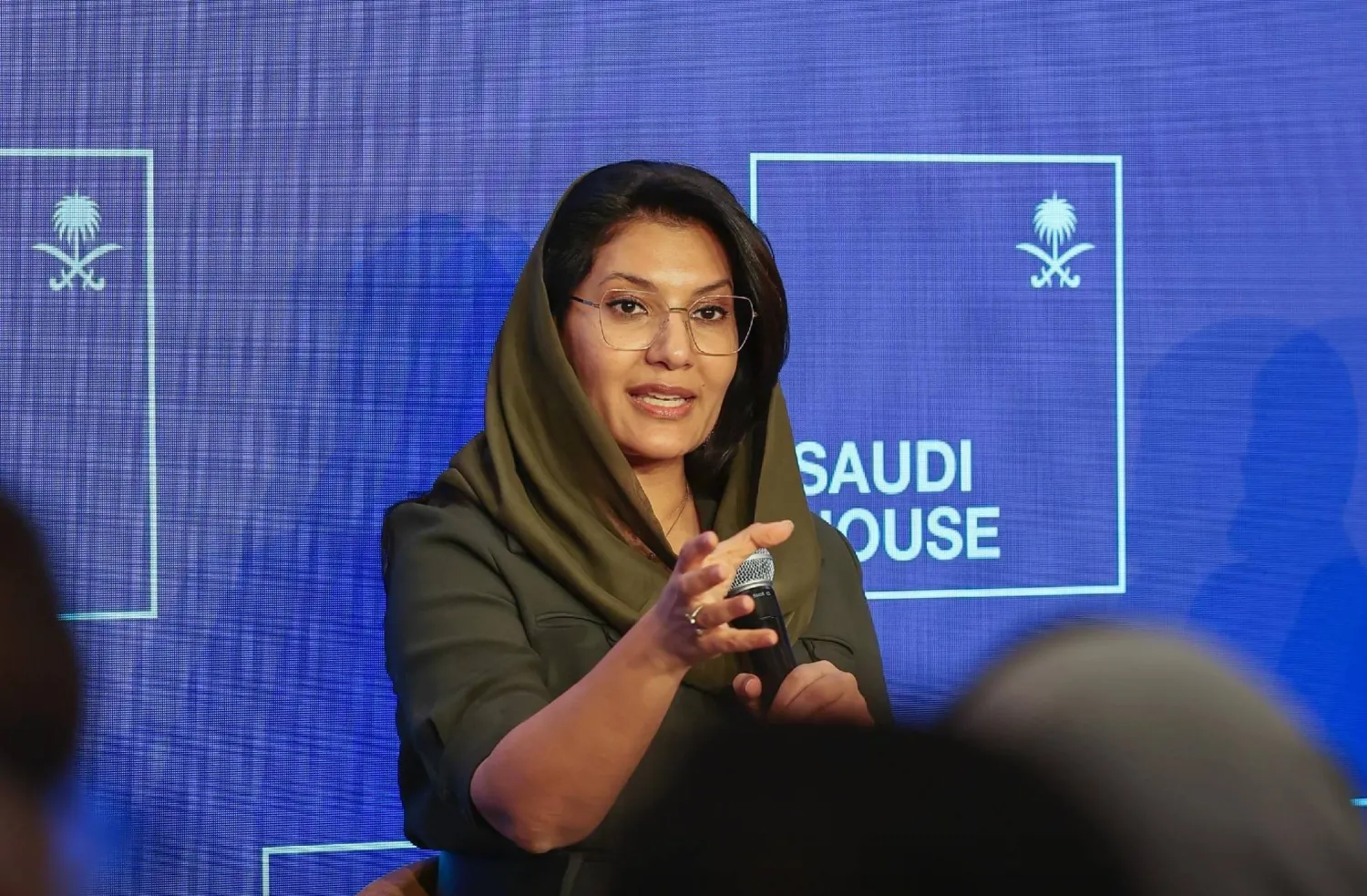 الأميرة ريما بنت بندر خلال فعاليات «البيت السعودي» على هامش منتدى دافوس (برنامج جودة الحياة)