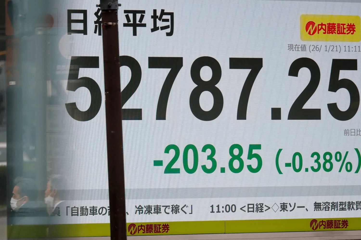 شاشة تعرض حركة الأسهم في وسط العاصمة اليابانية طوكيو (رويترز)