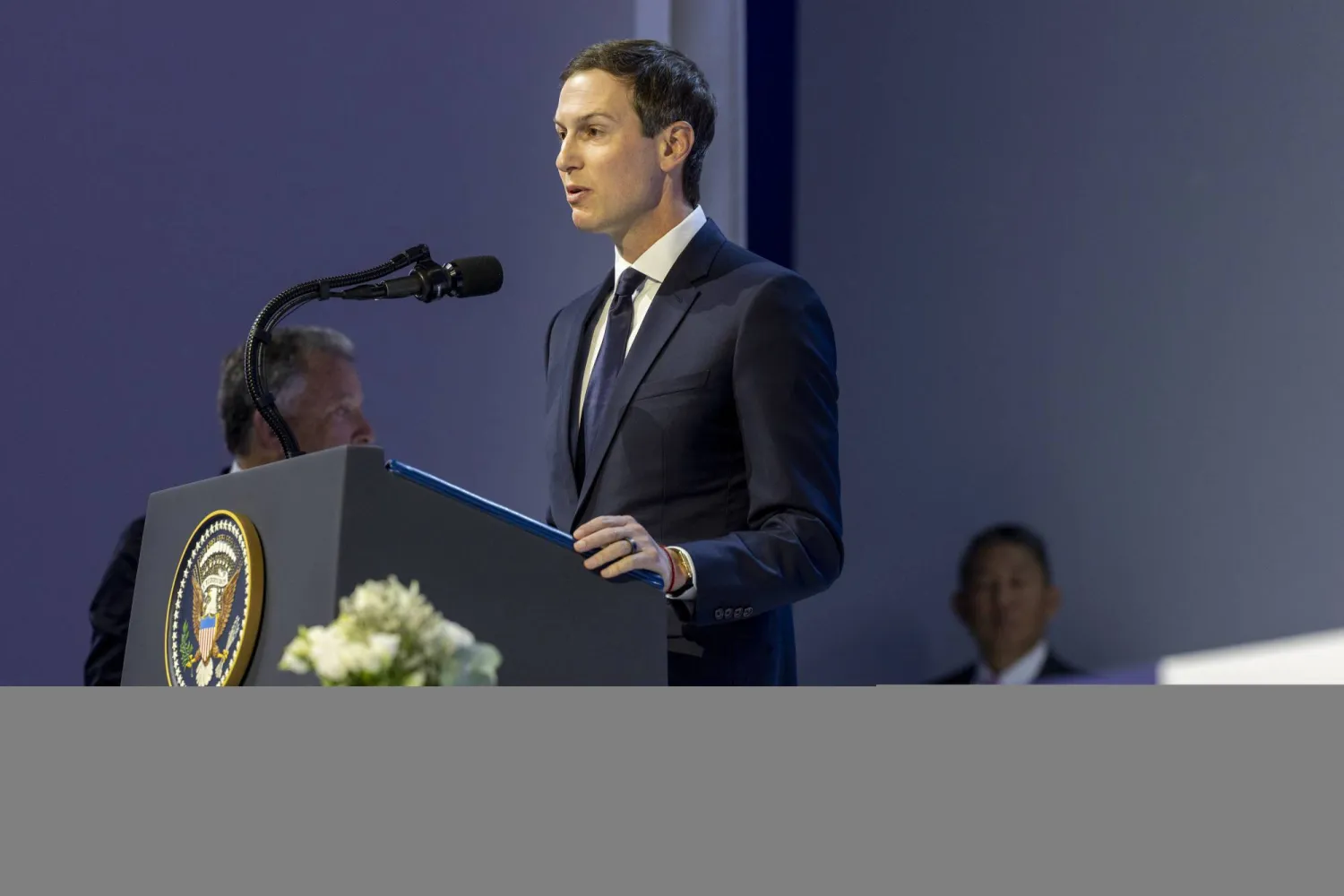 22 January 2026, Switzerland, Davos: Former Senior Advisor to the US President Jared Kushner speaks during the "Board of Peace" initiative at the World Economic Forum Annual Meeting in Davos. Photo: Benedikt von Loebell/World Economic Forum/dpa  