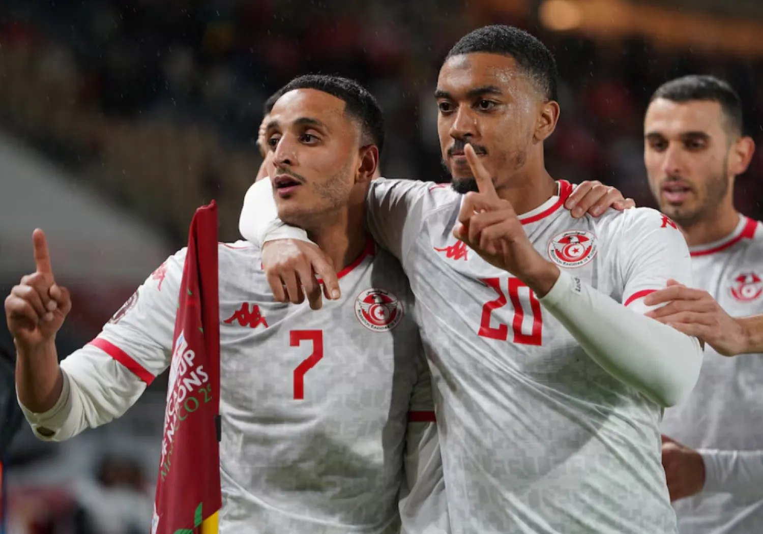 Soccer Football - CAF Africa Cup of Nations - Morocco 2025 - Group C - Tunisia v Uganda - Prince Moulay Abdellah Stadium, Rabat, Morocco - December 23, 2025 Tunisia's Mohamed Elias Achouri celebrates scoring their third goal Yan Valery REUTERS/Stringer 