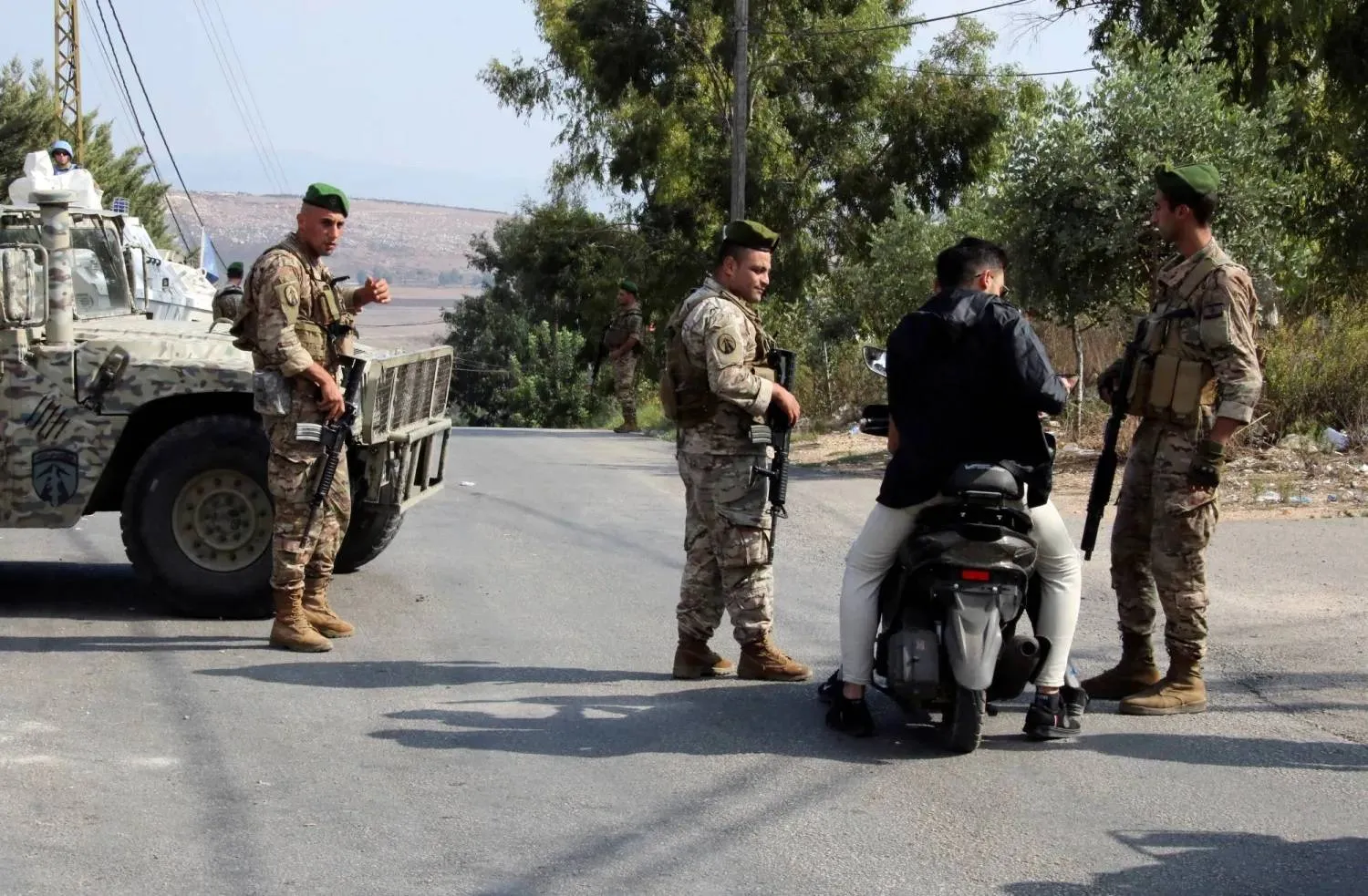 Lebanese soldiers check the identity of a man in Marjeyoun, southern Lebanon. (Reuters file)