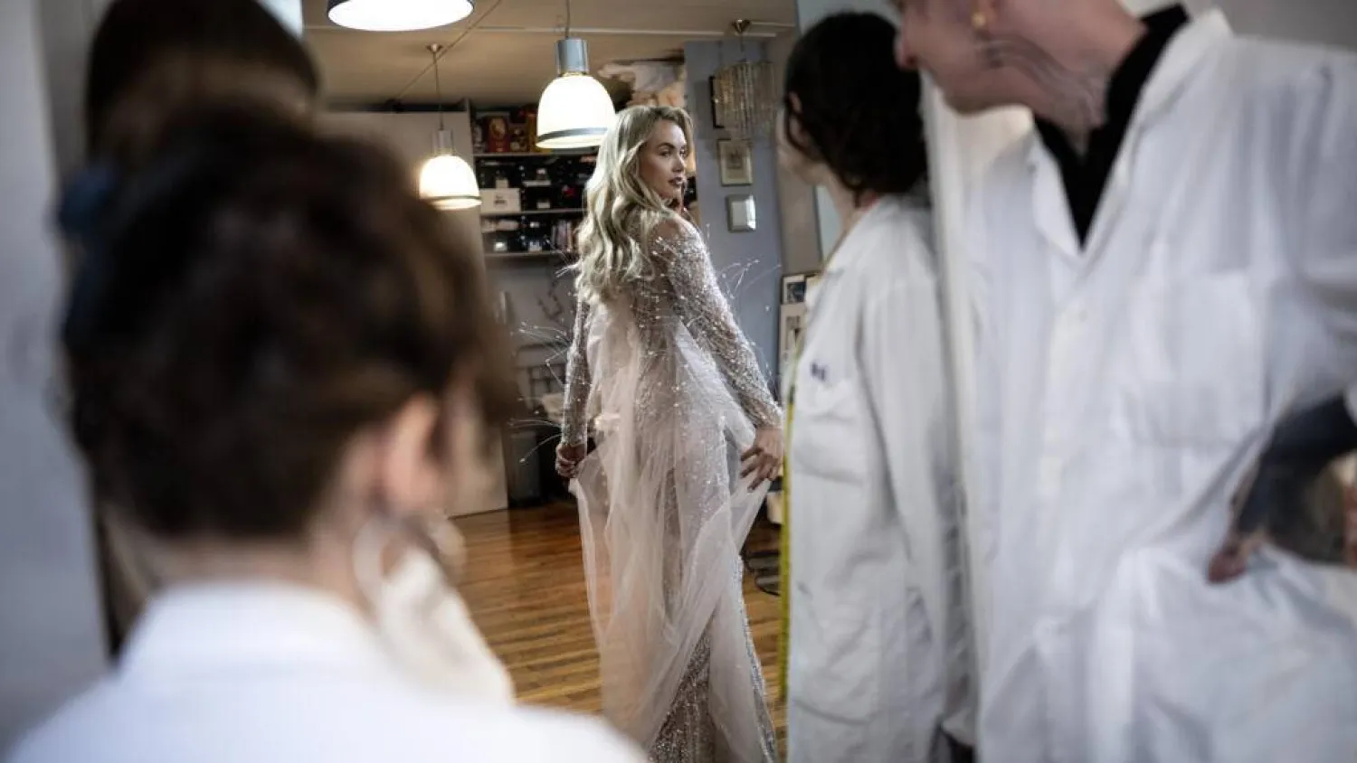 Czech model Michaela Tomanova is working with the Julien Fournie workshop in Paris for Haute Couture week. JULIEN DE ROSA / AFP
