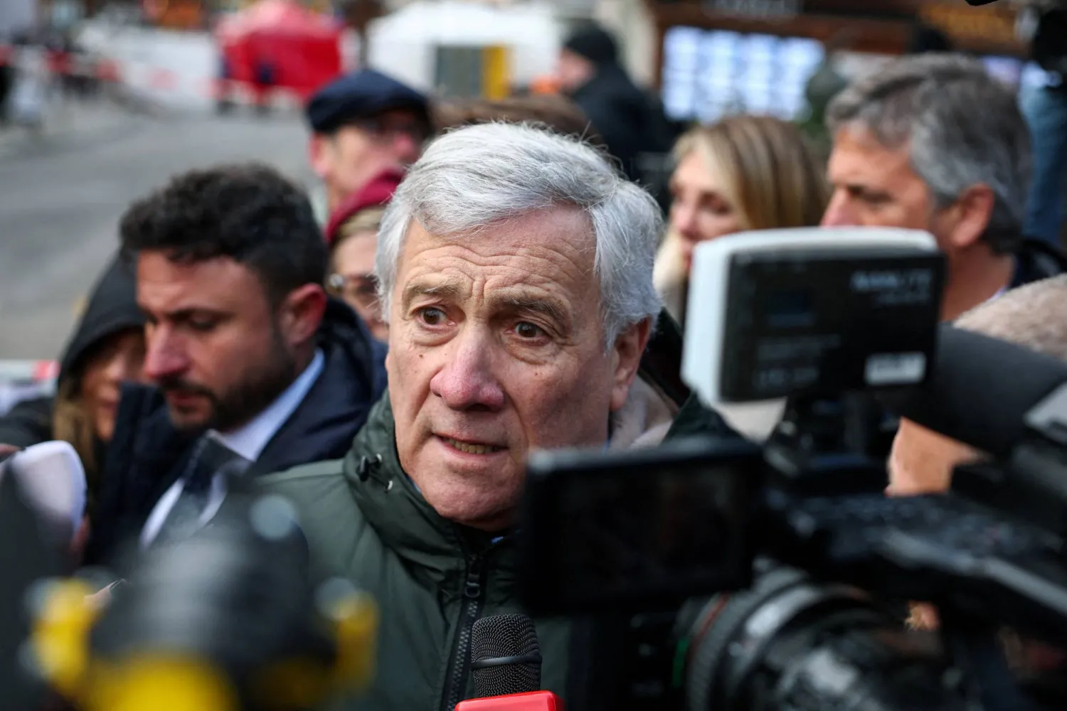 Italy's Foreign Minister Antonio Tajani speaks to the media near the "Le Constellation" bar, after a fire and explosion during a New Year's Eve party where several people died and others were injured, according to Swiss police, in the upscale ski resort of Crans-Montana in southwestern Switzerland, January 2, 2026. (Reuters)