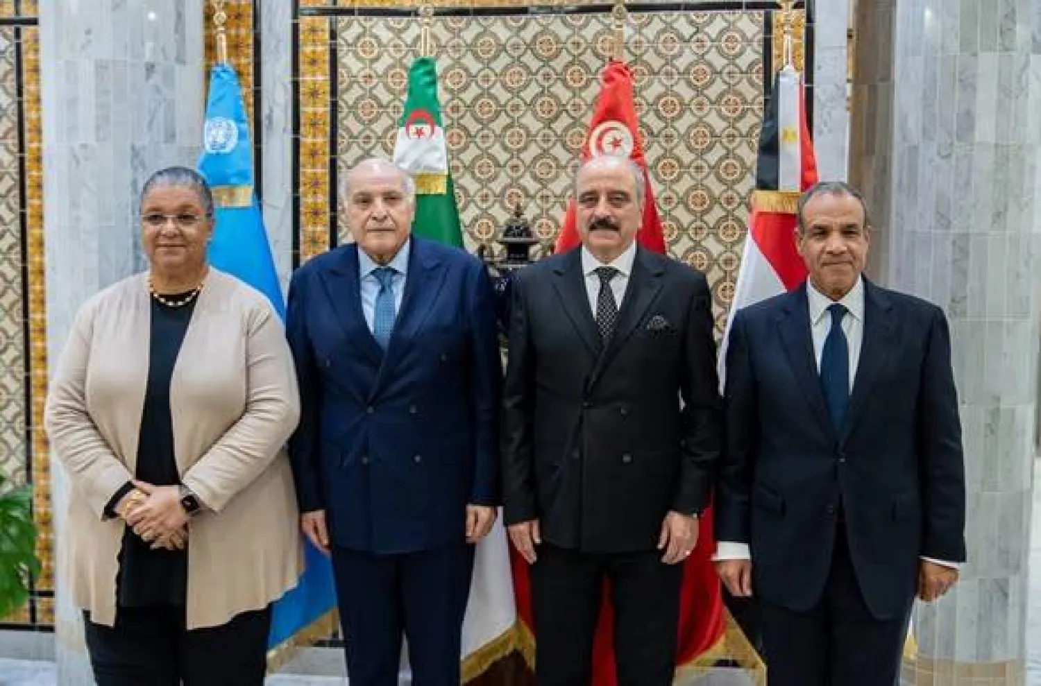 تيتيه مع وزراء خارجية مصر وتونس والجزائر في تونس (البعثة الأممية)