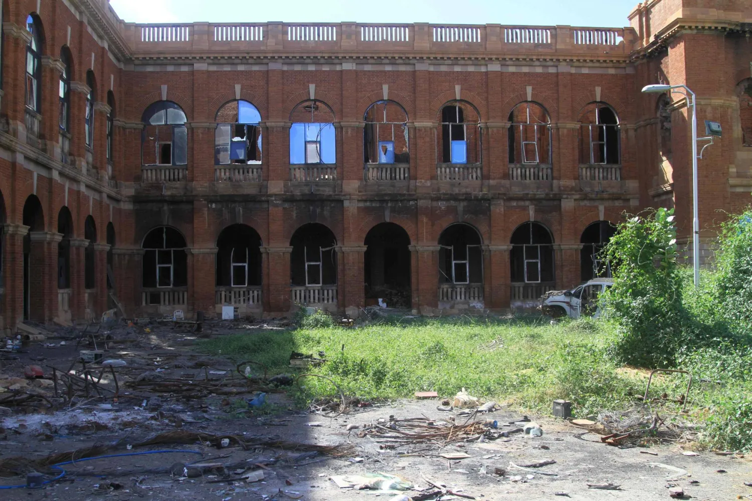 A view of Sudan's Ministry of Finance building after nearly three years of devastation caused by the war, as efforts to restore the city's infrastructure resumes, in the capital Khartoum on January 17, 2025. (AFP)