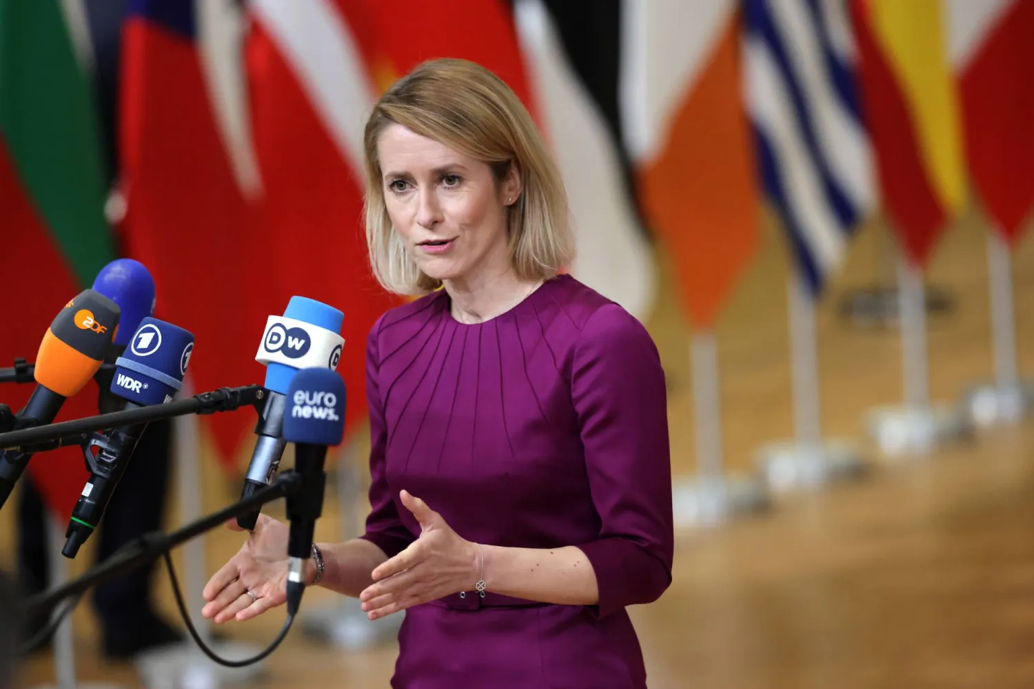 European High Representative of the Union for Foreign Affairs, Kaja Kallas arrives for an informal meeting of the members of the European Council in Brussels, Belgium, 22 January 2026. (EPA)