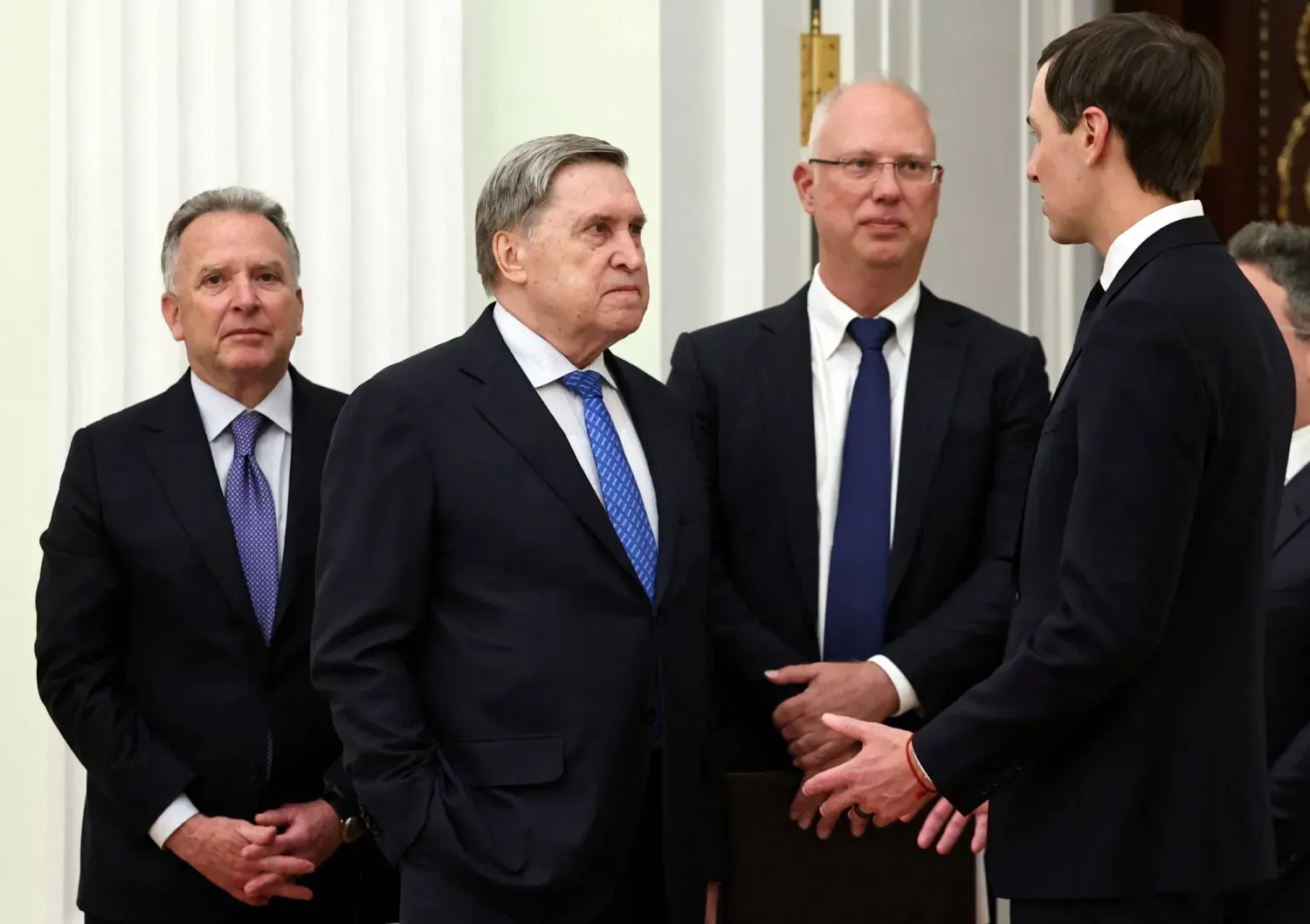 Wittkoff, Kushner, Rusya Devlet Başkanlığı Özel Temsilcisi Kirill Dmitriev ve Ushakov, 22 Ocak 2026'da Moskova'da Putin ile yapacakları görüşme öncesinde (Reuters)