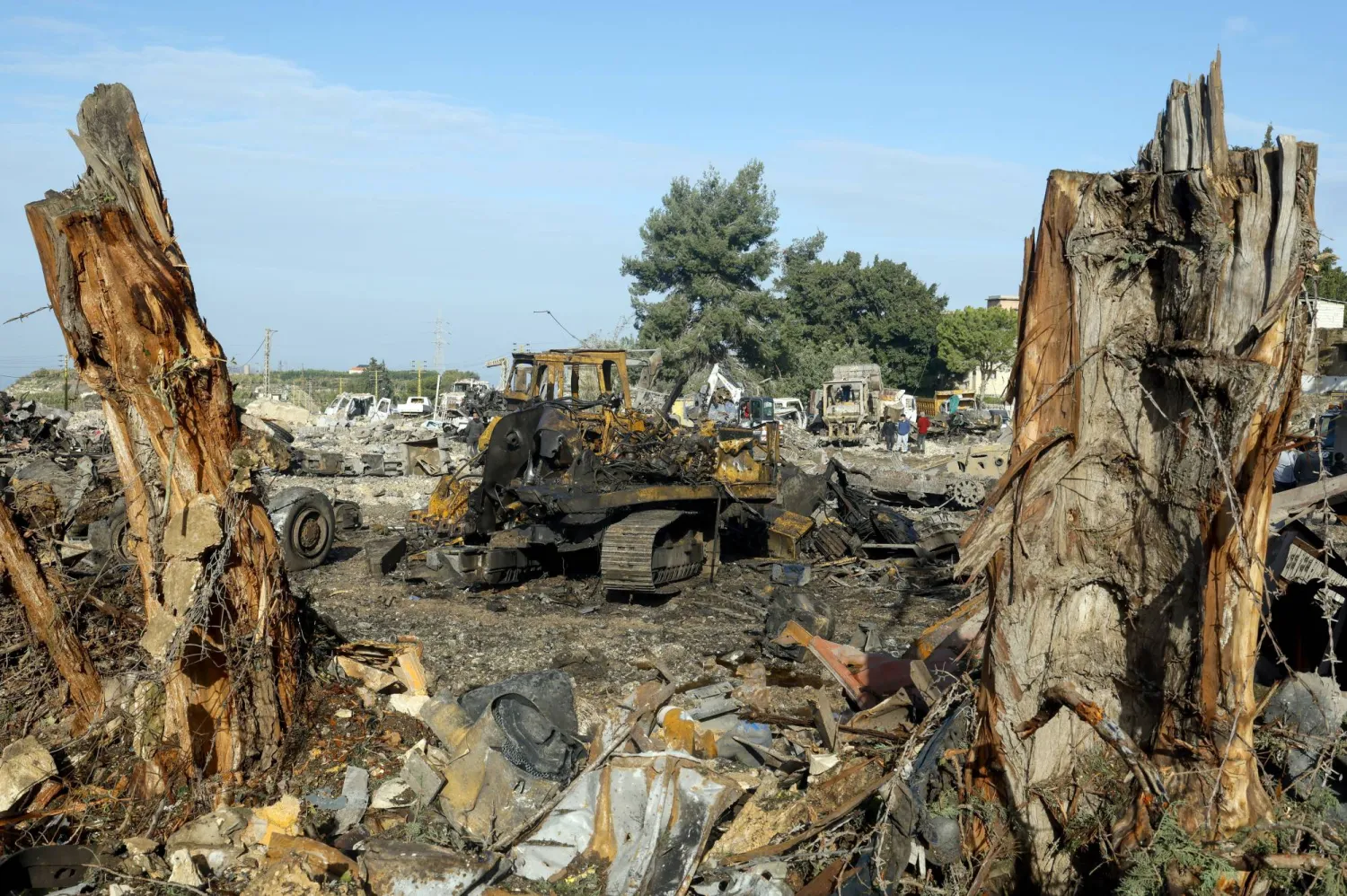 People inspect the site a day after a series of Israeli airstrikes struck a site with industrial machinery in the southern Lebanese village of Al-Marwanieh, Lebanon, on 31 January 2026. (EPA)