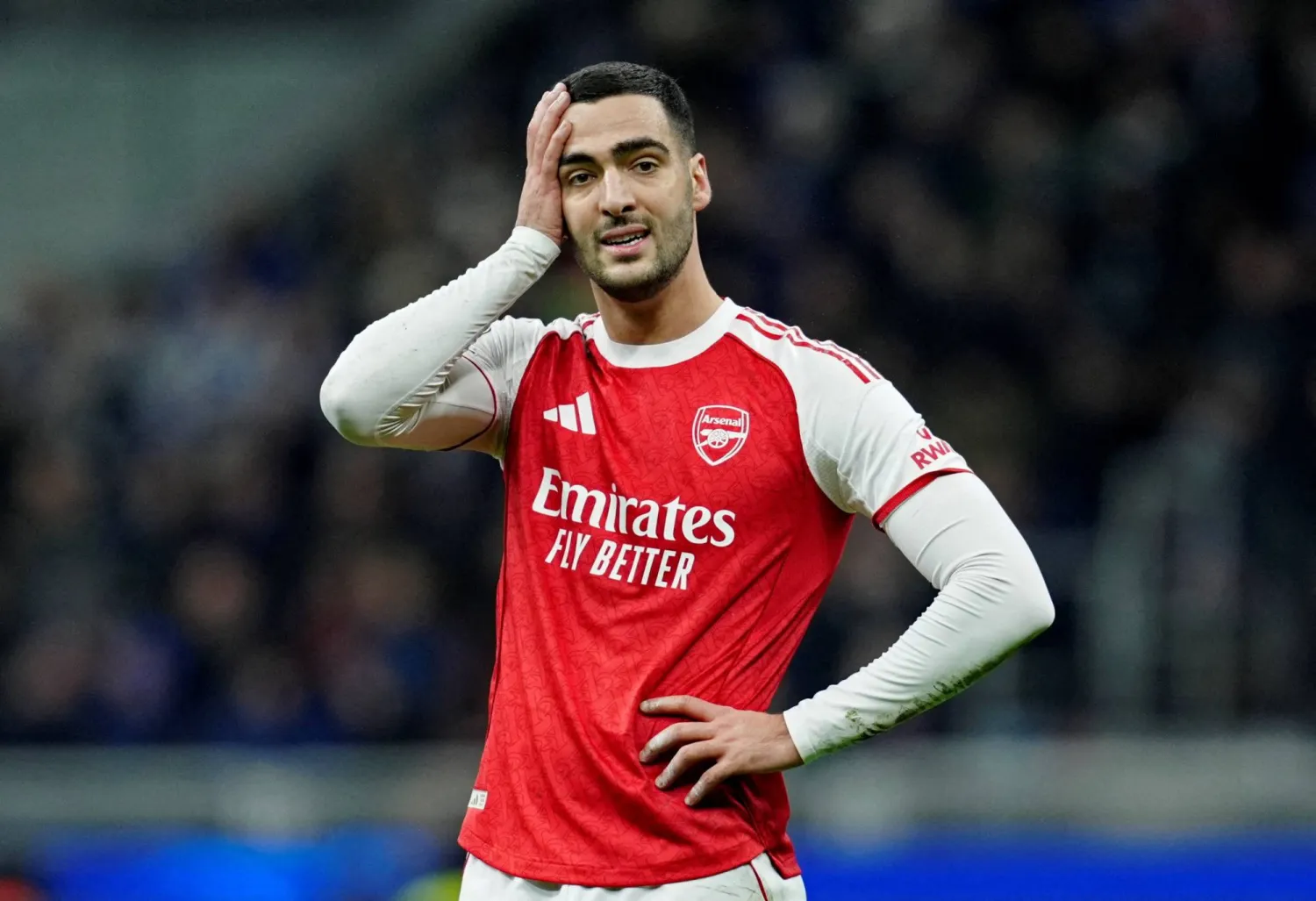 Football - UEFA Champions League - Inter Milan v Arsenal - San Siro, Milan, Italy - January 20, 2026 Arsenal's Mikel Merino reacts. (Reuters)