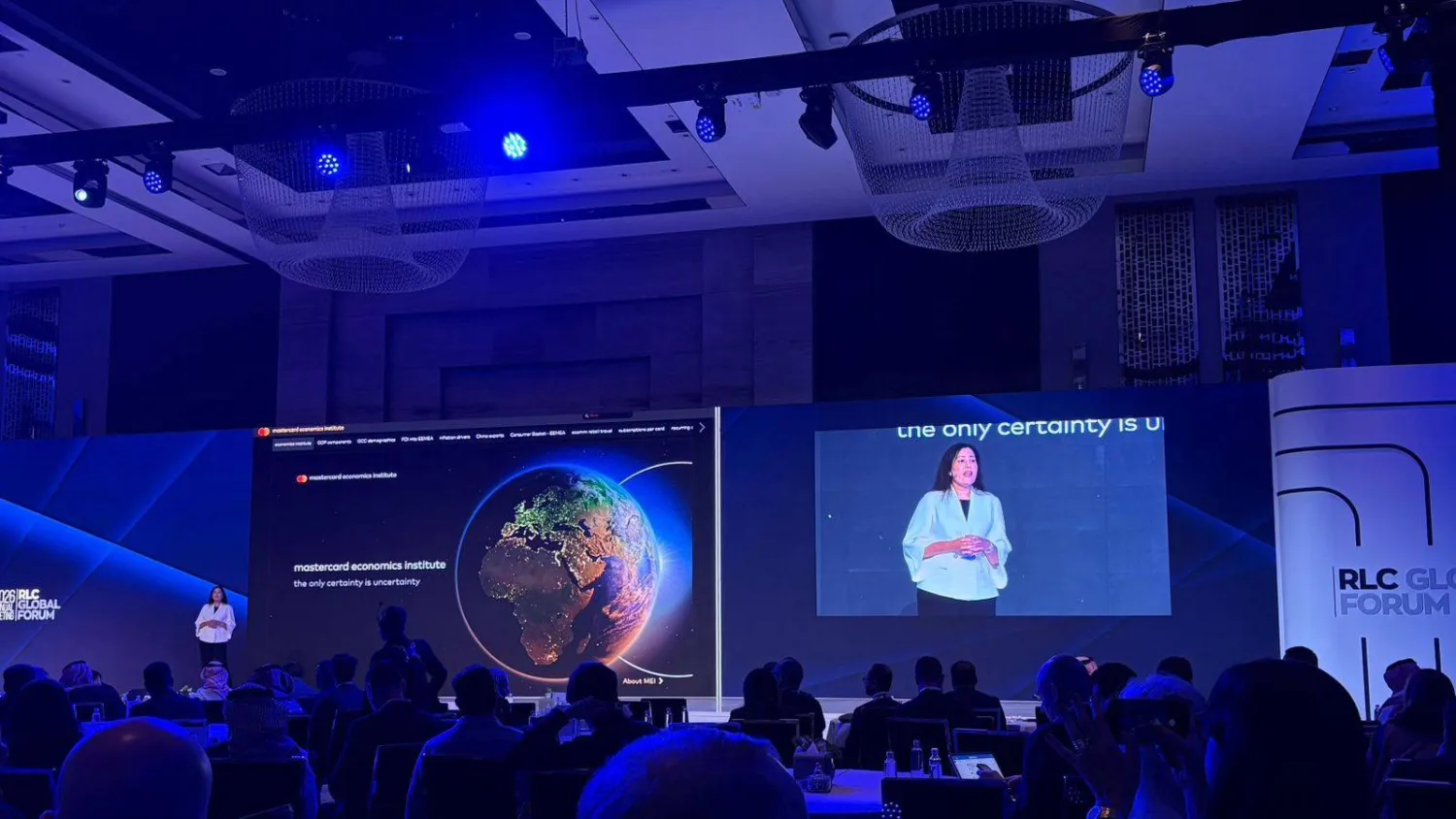 Senior Economist at the Mastercard Economics Institute, Khatija Haque, speaks at the forum (Middle East)